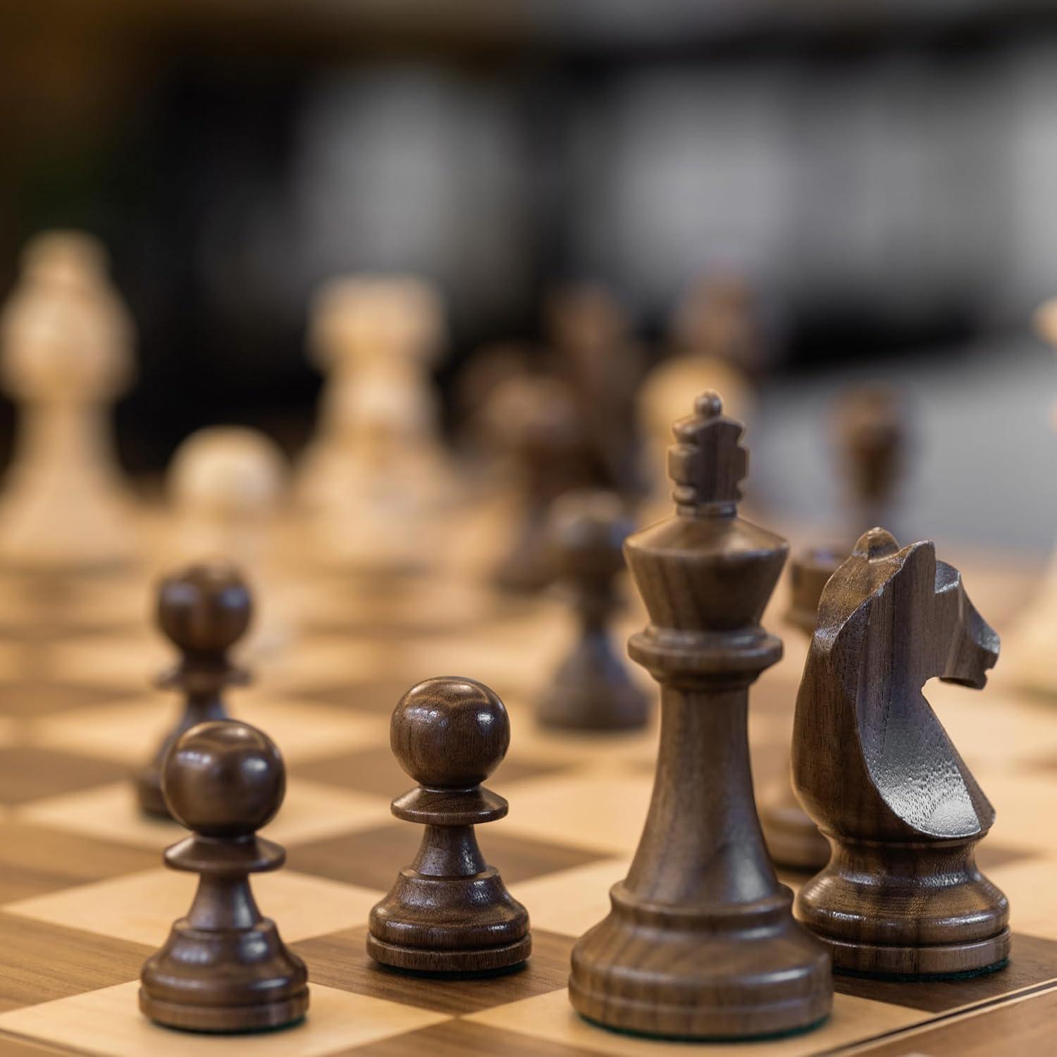 Piezas de Ajedrez A&A Premium Staunton Madera Nogal 9.5cm