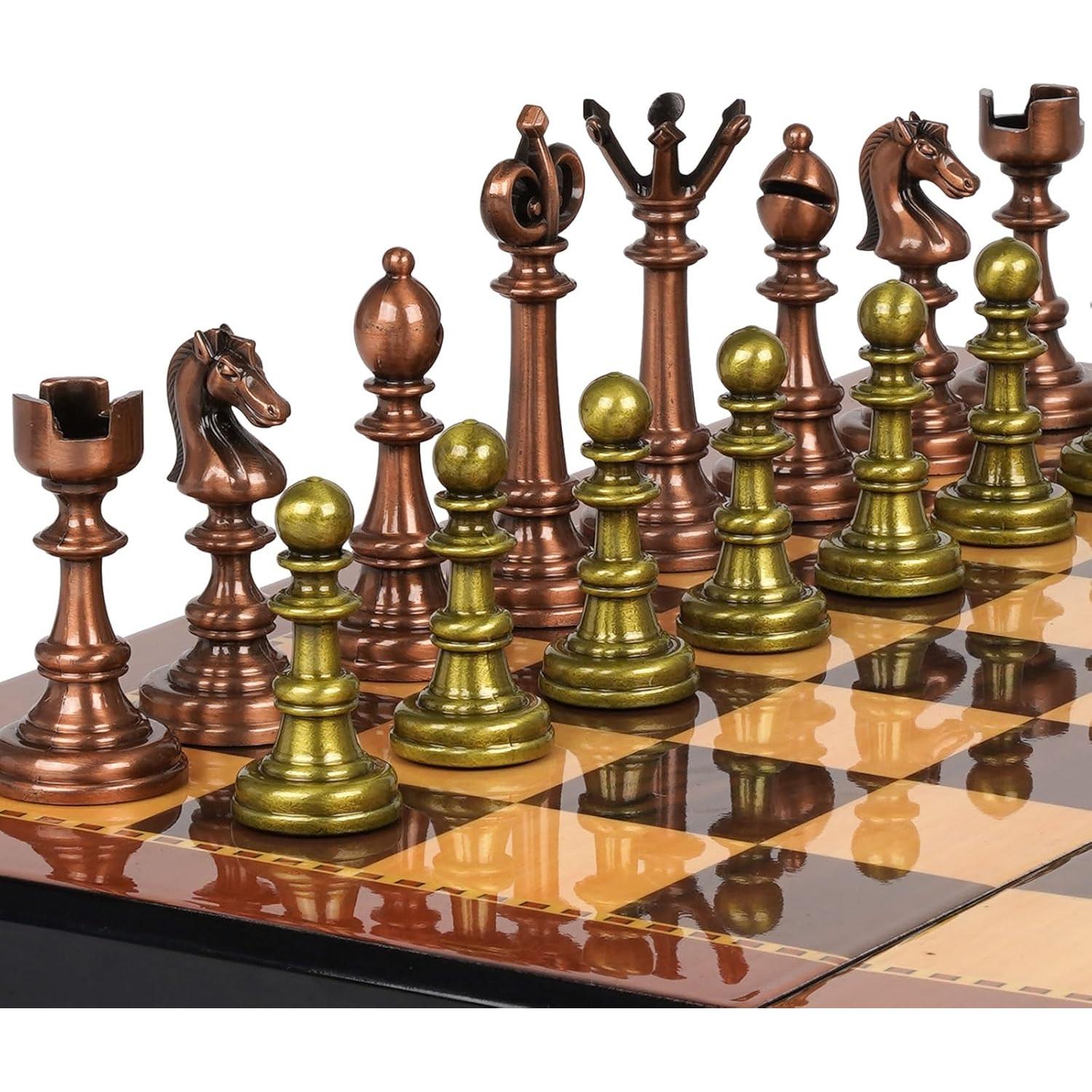 Juego de Ajedrez de Metal Retro Agirlgle 38.1 cm Piezas de Cromo