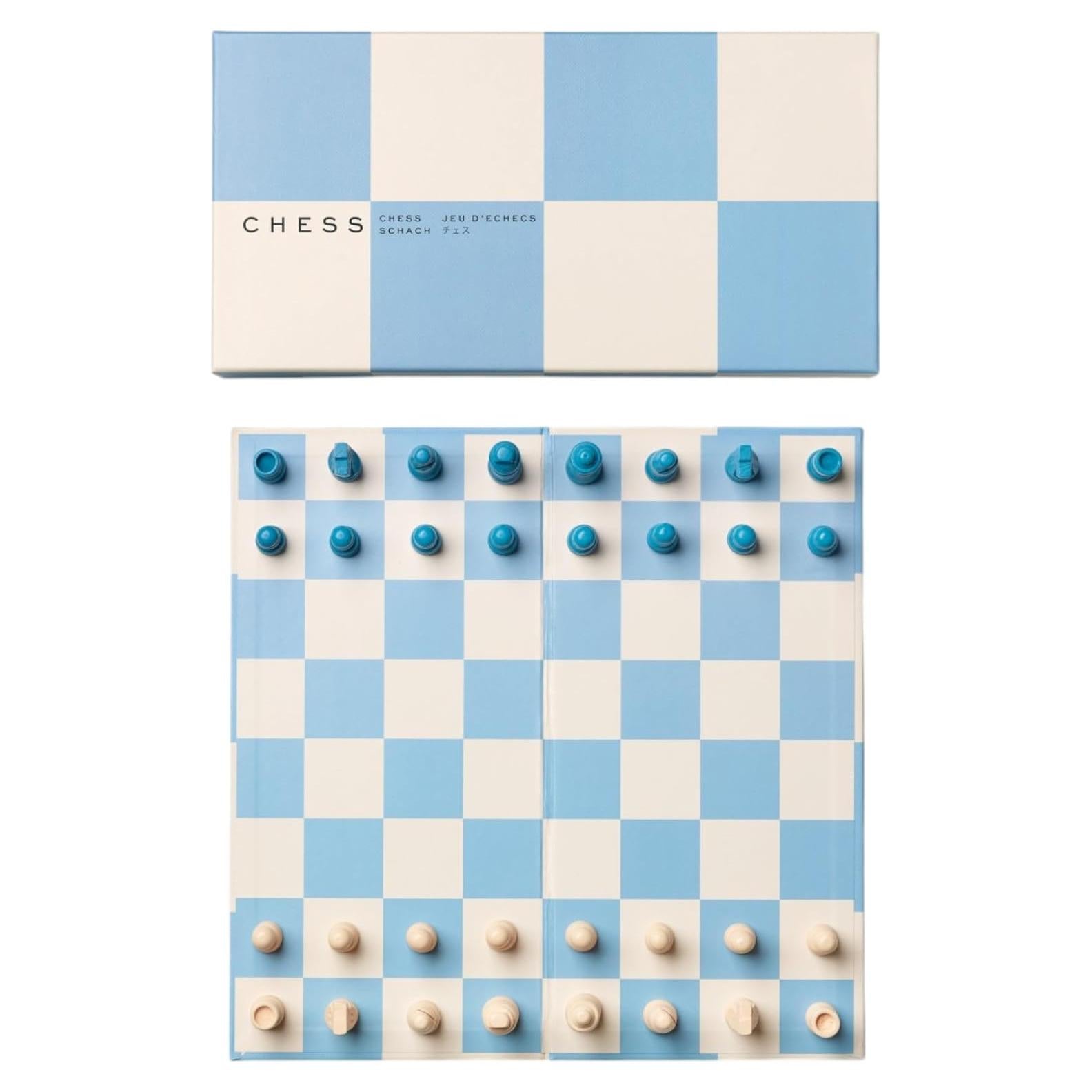 Juego de Ajedrez de Madera Azul con Tablero Plegable - PrintWorksMarket