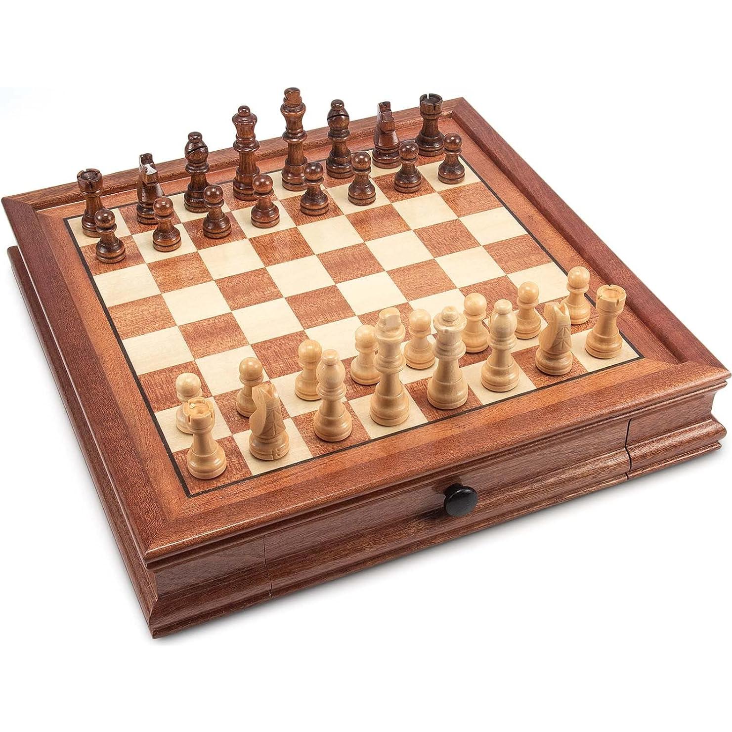 Juego de Ajedrez Magnético de Madera AMEROUS 31.75 cm con 2 Reinas