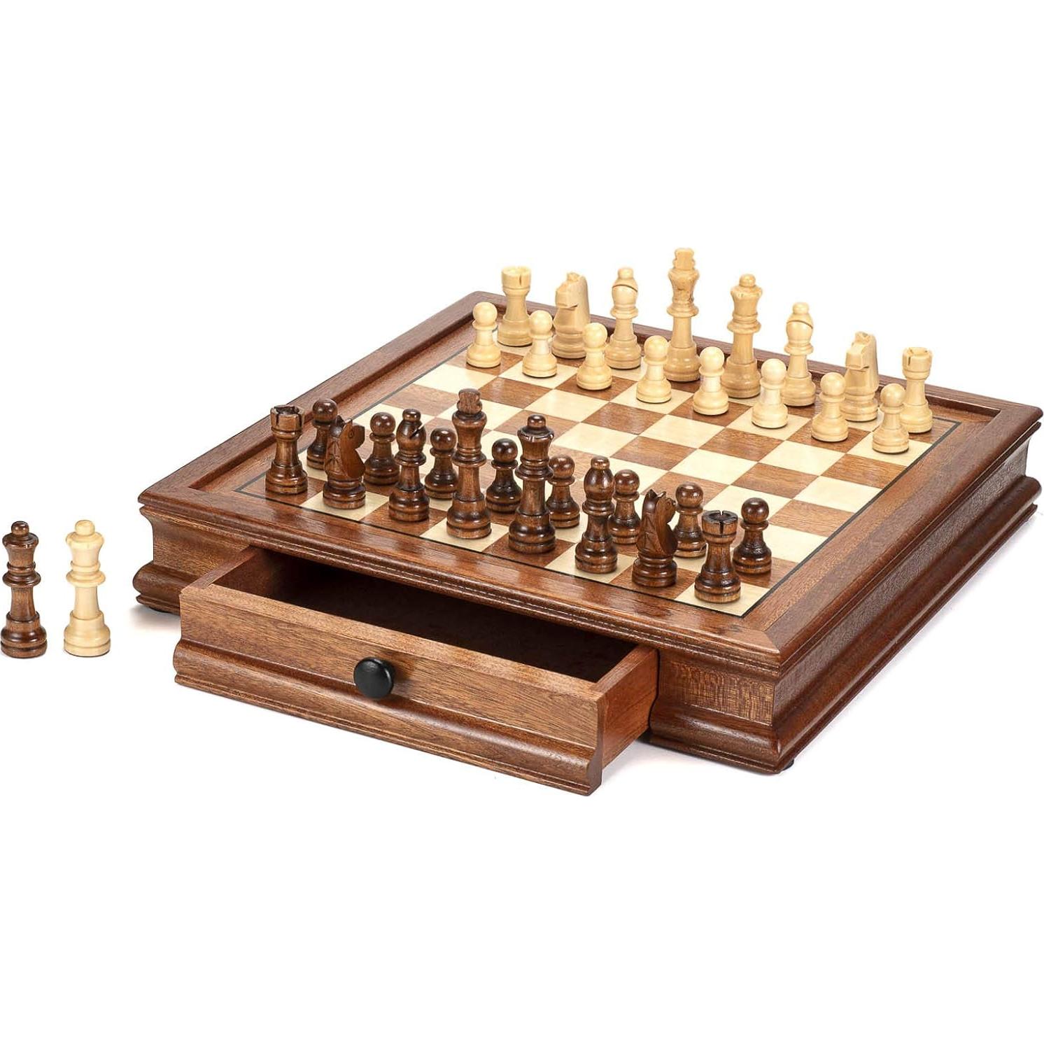 Juego de Ajedrez Magnético de Madera AMEROUS 31.75 cm con 2 Reinas