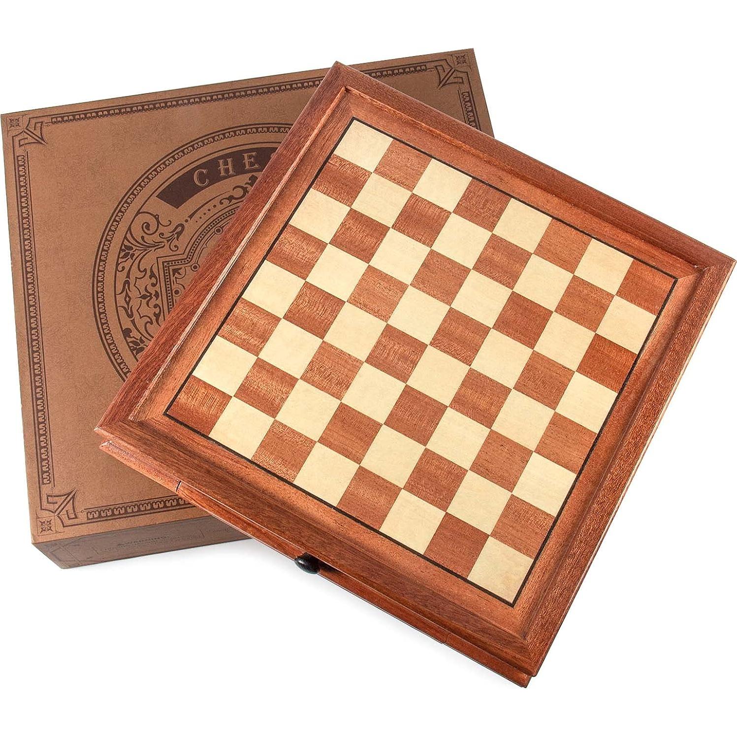 Juego de Ajedrez Magnético de Madera AMEROUS 31.75 cm con 2 Reinas