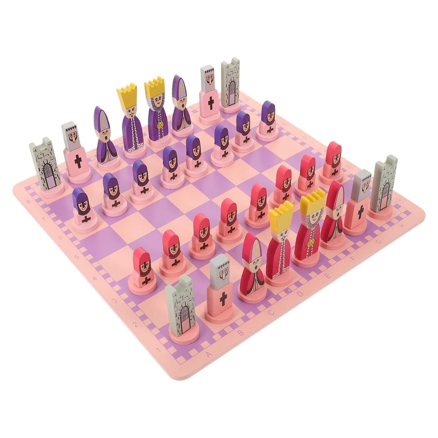 Juego de Ajedrez de Madera TOYANDONA Rosa 30x30cm para Niños