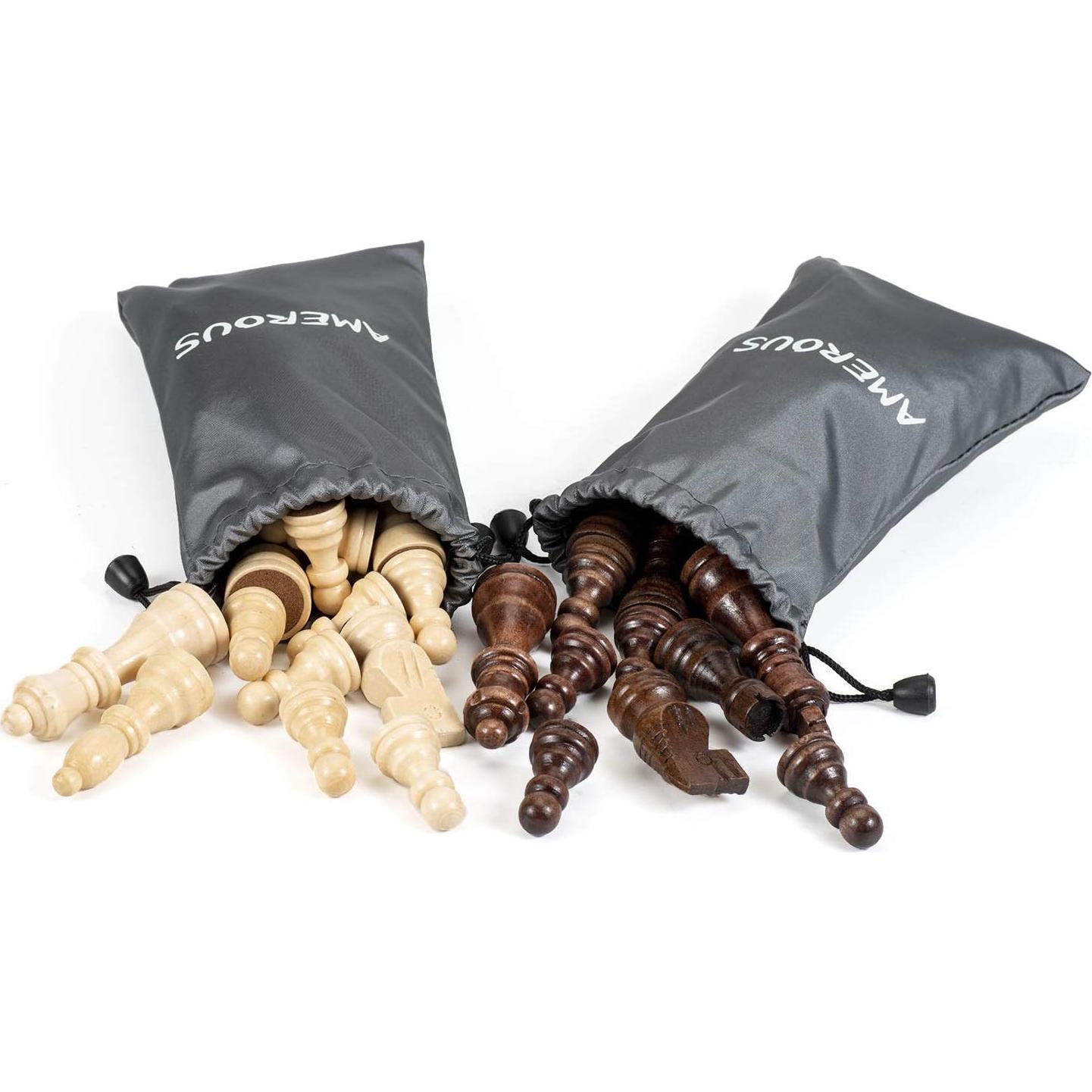 Piezas de Ajedrez Magnéticas de Madera AMEROUS 7.69 cm