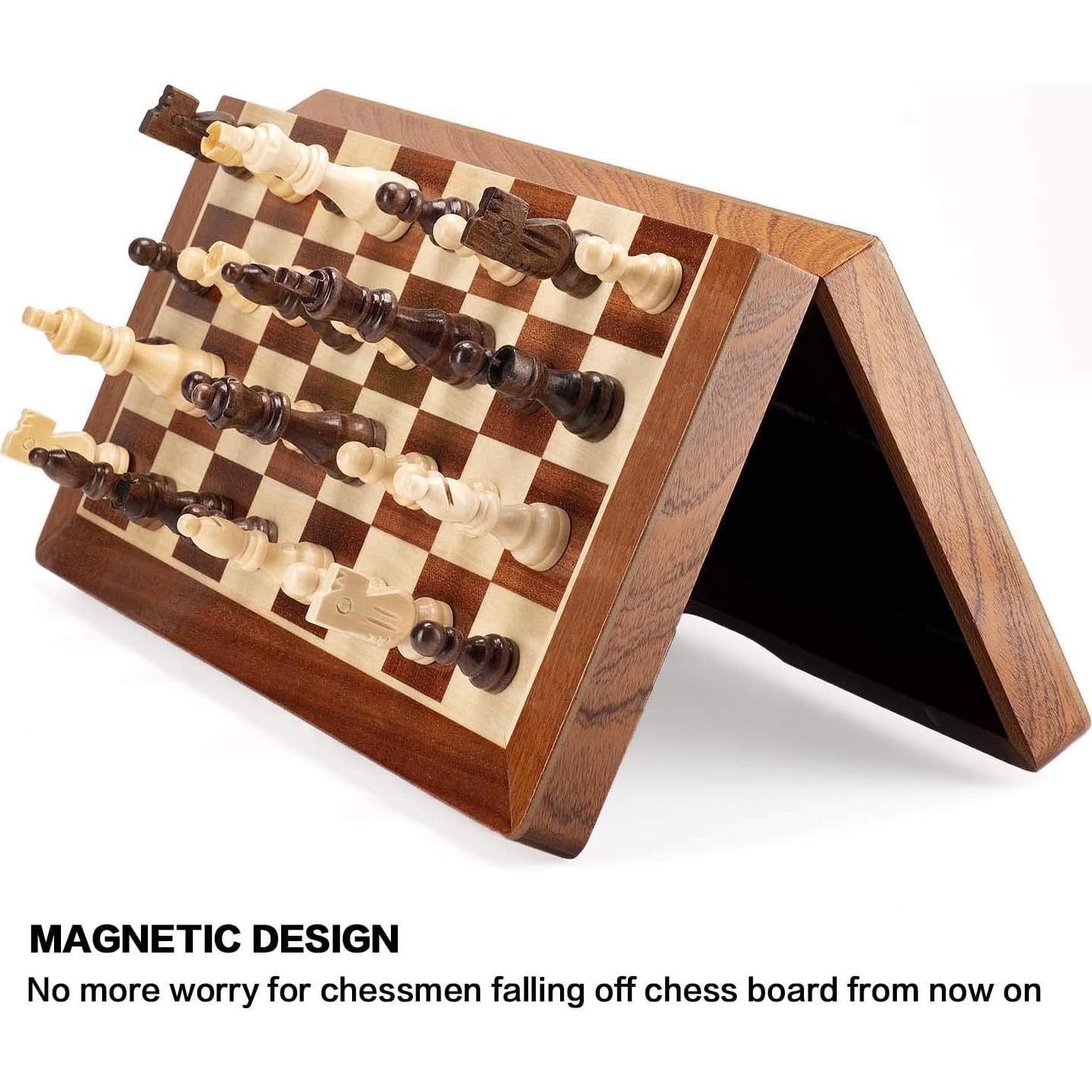 Piezas de Ajedrez Magnéticas de Madera AMEROUS 7.69 cm