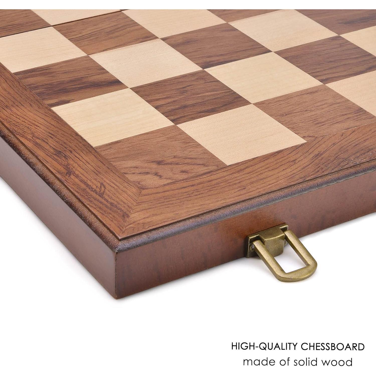 Juego de Ajedrez y Damas 2 en 1 AMEROUS Madera 39.62 cm