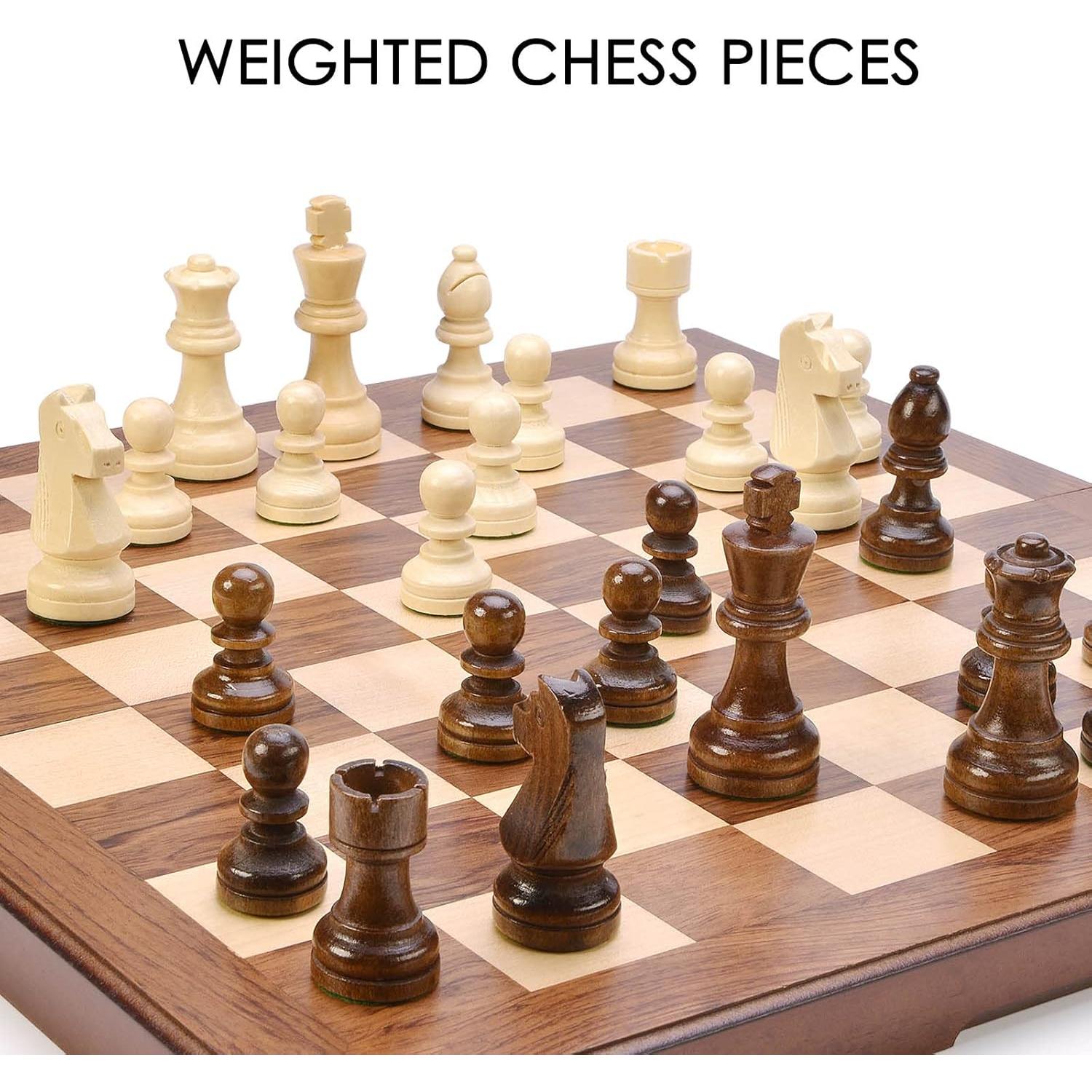 Juego de Ajedrez y Damas 2 en 1 AMEROUS Madera 39.62 cm