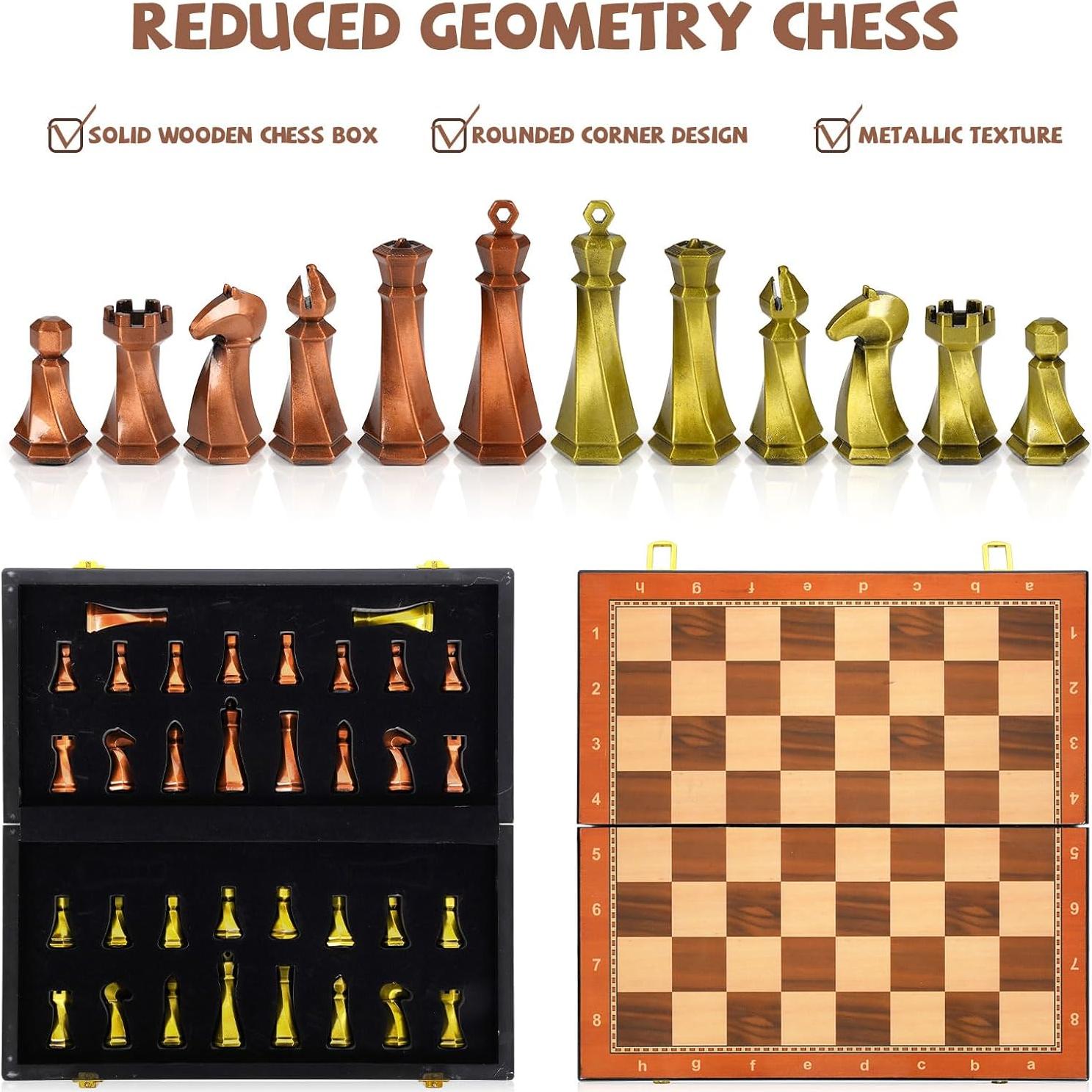 Juego de Ajedrez de Metal Agirlgle 38.1 cm Piezas de Cromo