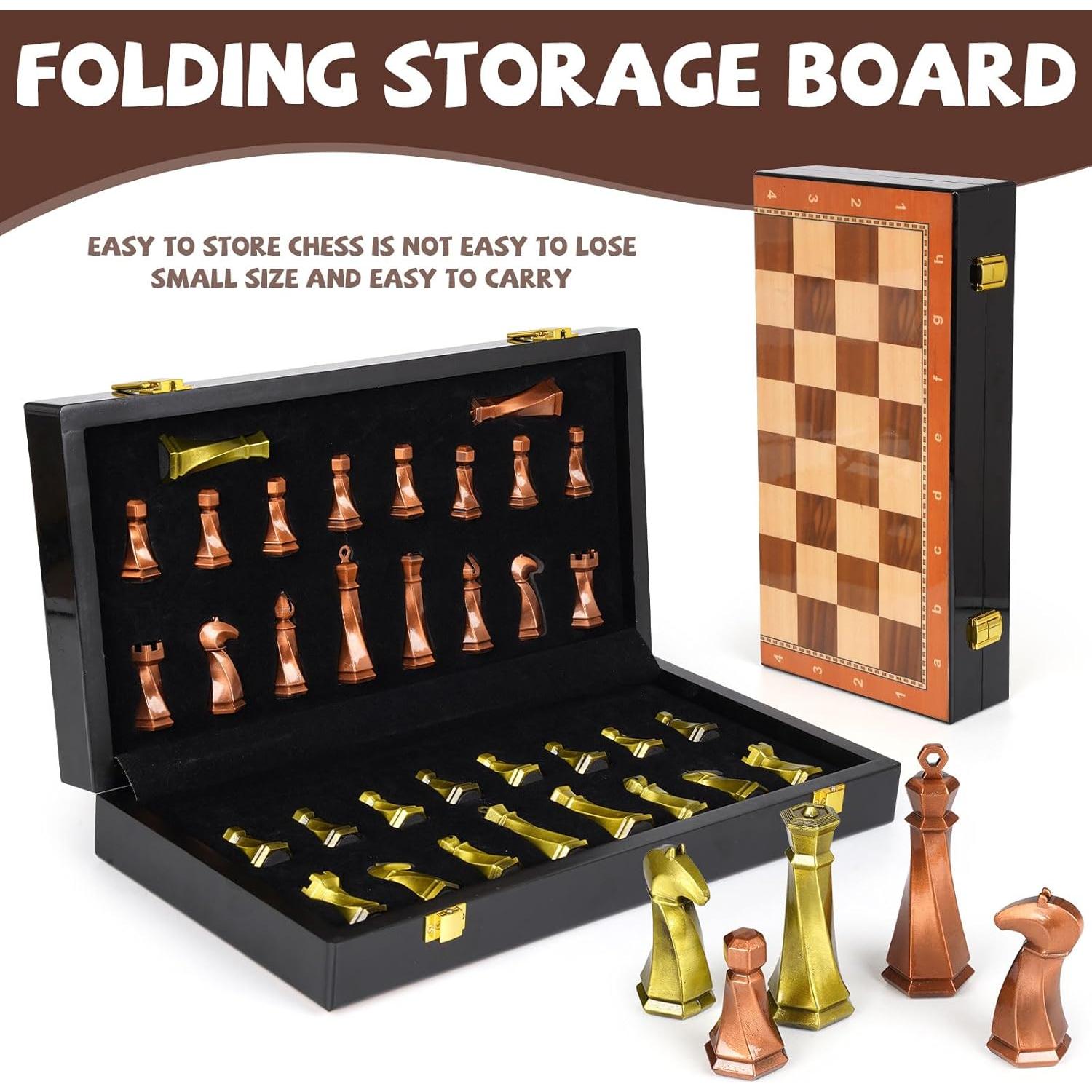 Juego de Ajedrez de Metal Agirlgle 38.1 cm Piezas de Cromo