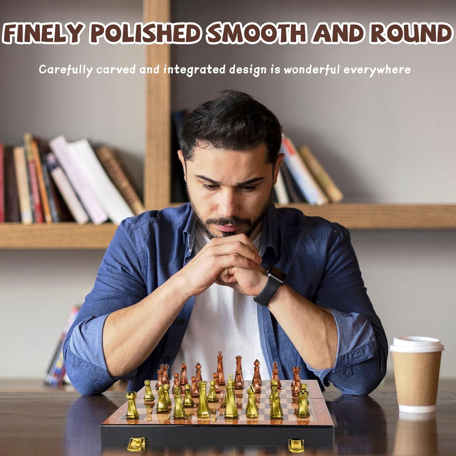 Juego de Ajedrez de Metal Agirlgle 38.1 cm Piezas de Cromo