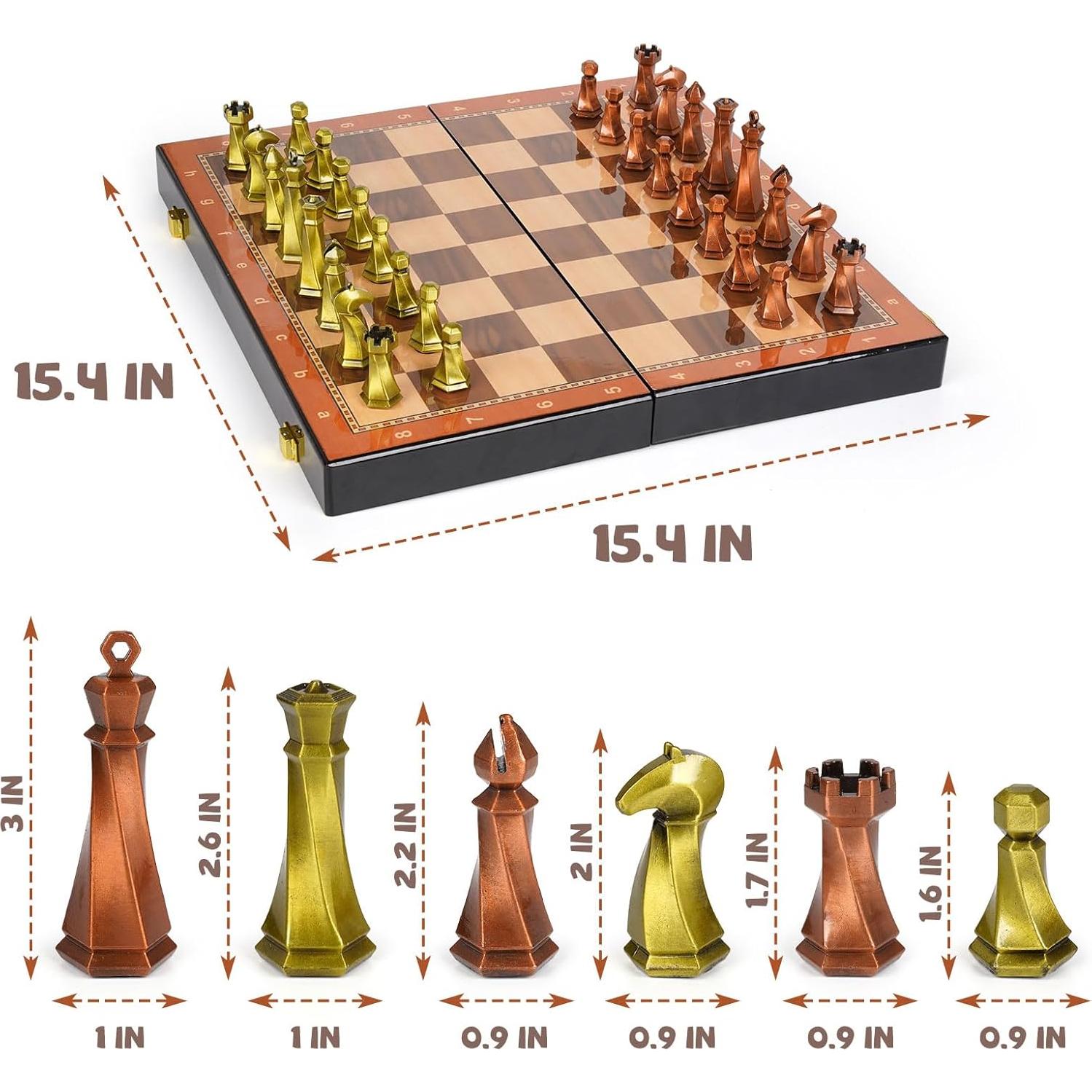 Juego de Ajedrez de Metal Agirlgle 38.1 cm Piezas de Cromo