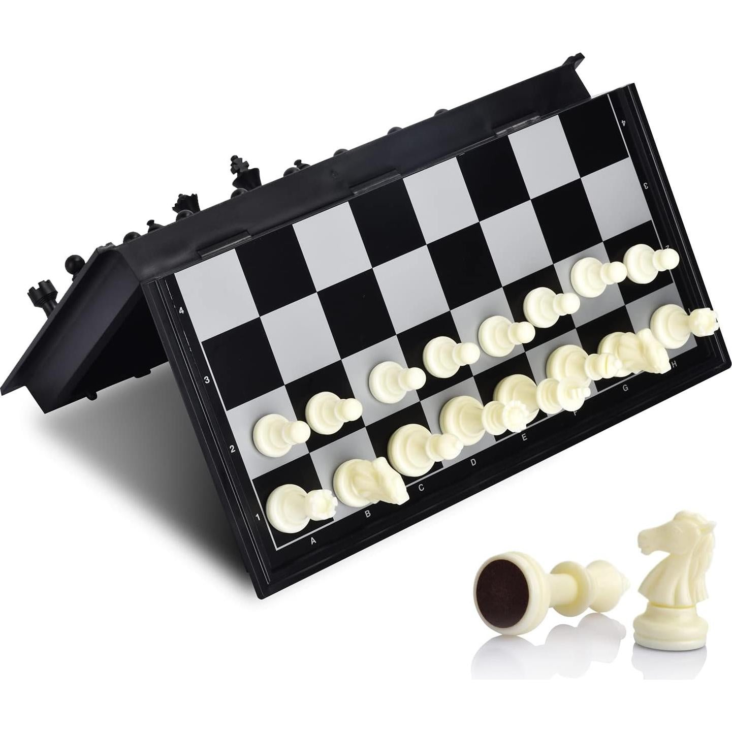 Juego de Ajedrez Magnético Plegable ColorGo 25.2 cm con 2 Reinas Extra