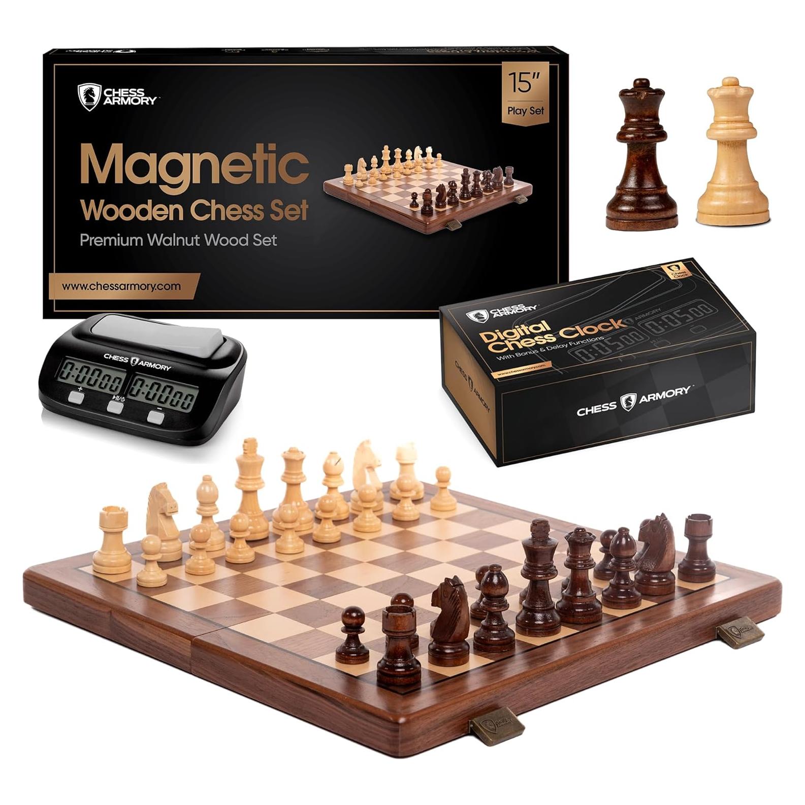 Conjunto de Ajedrez Magnético de Madera 38 cm Chess Armory