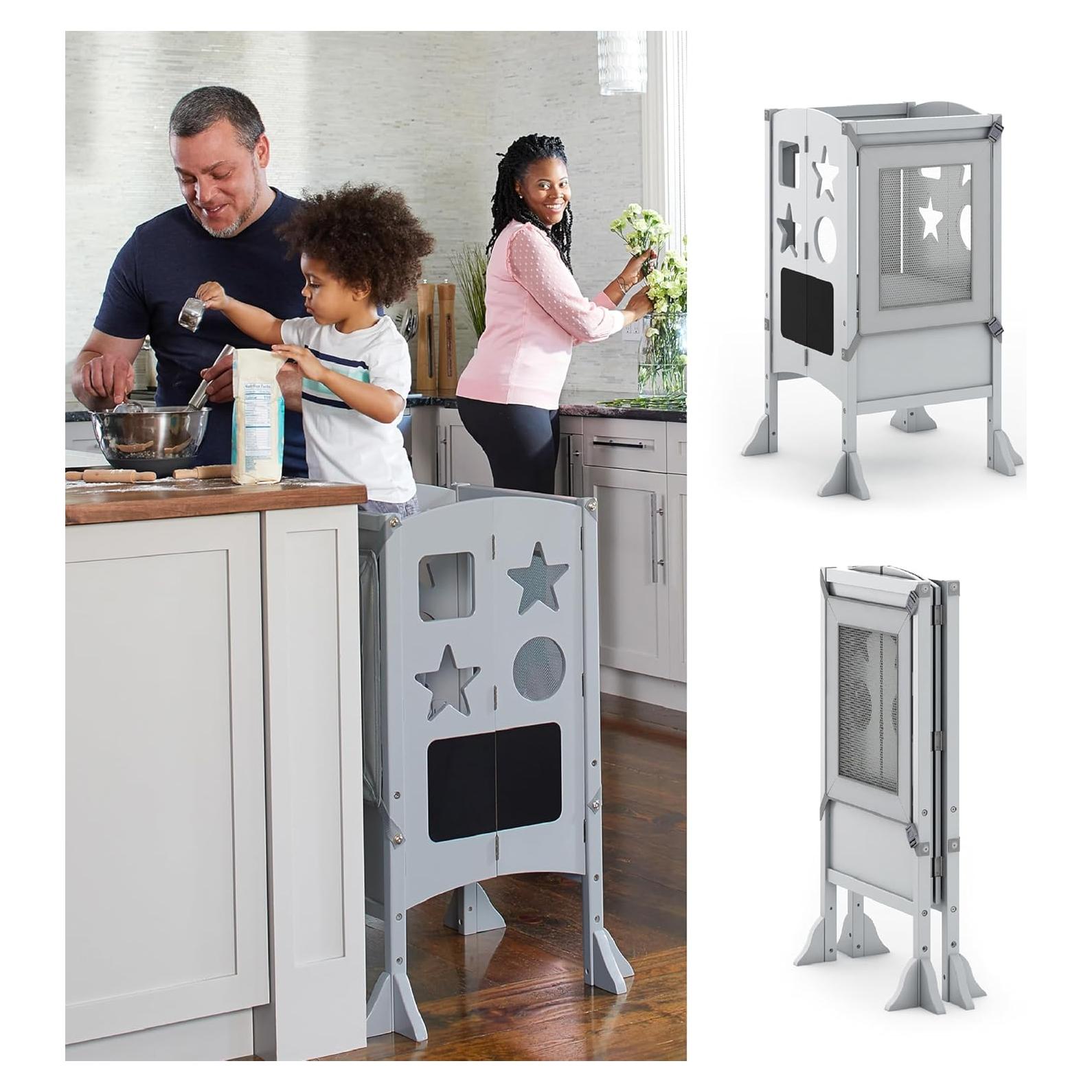 Torre de Ayuda Clásica GuíaCraft para Niños - Gris, Plegable y Ajustable