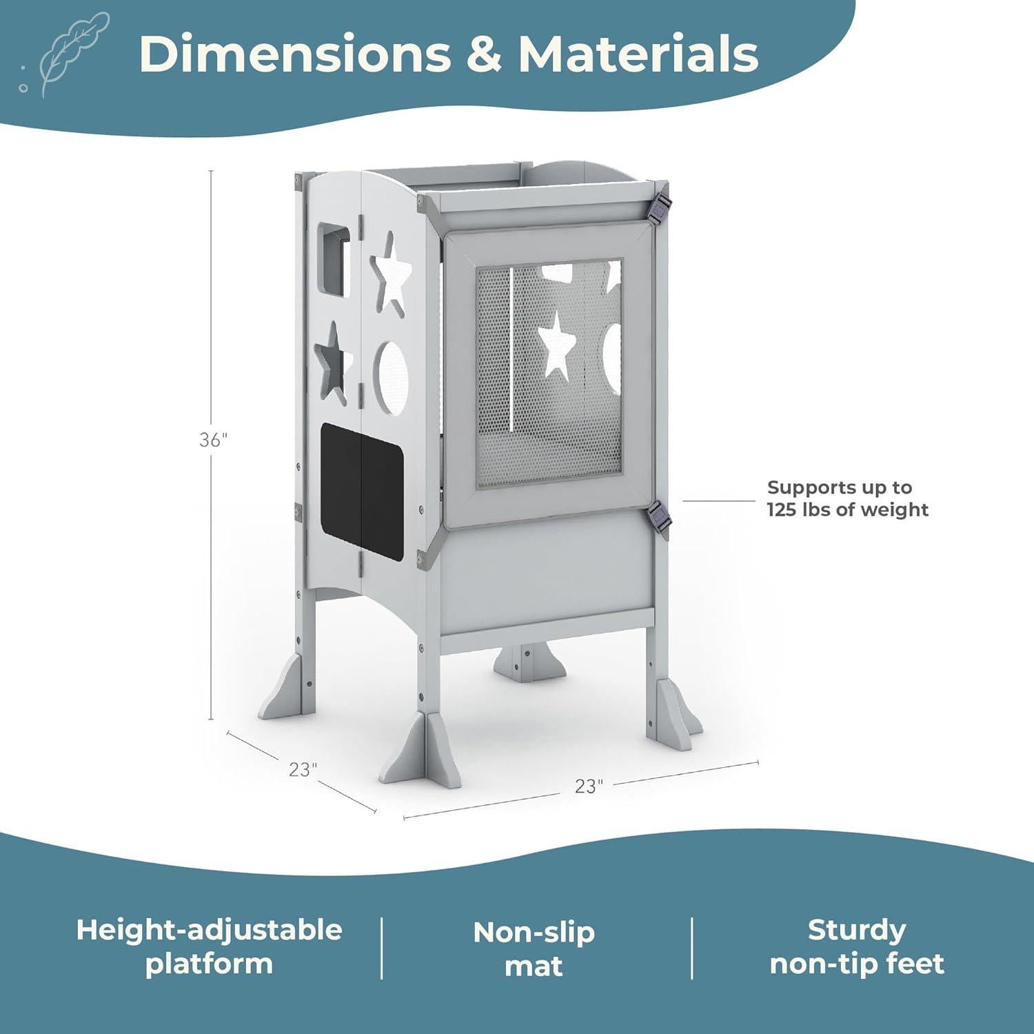 Torre de Ayuda Clásica GuíaCraft para Niños - Gris, Plegable y Ajustable