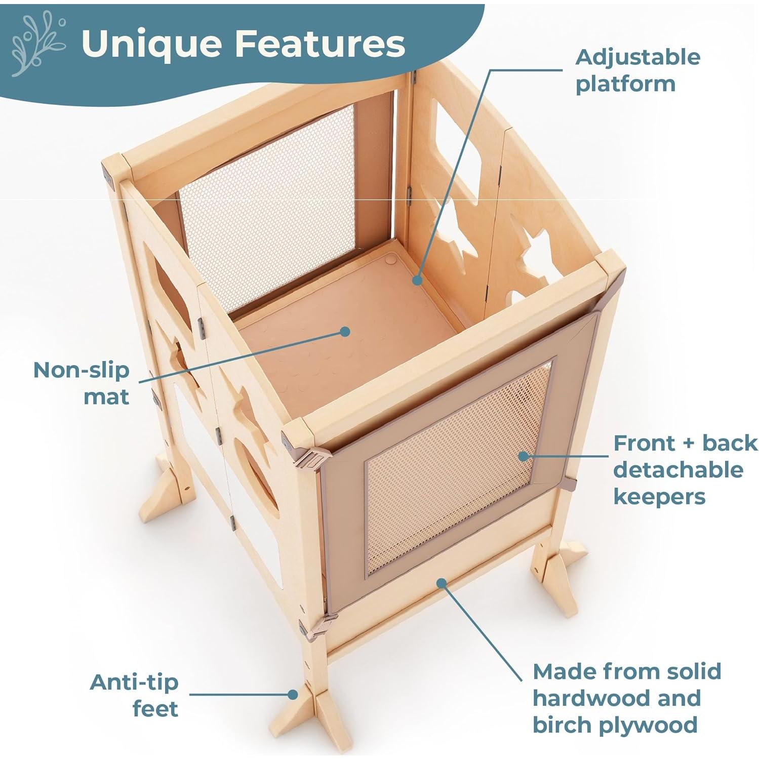 Torre de Ayuda Clásica GuíaCraft para Niños - Gris, Plegable y Ajustable