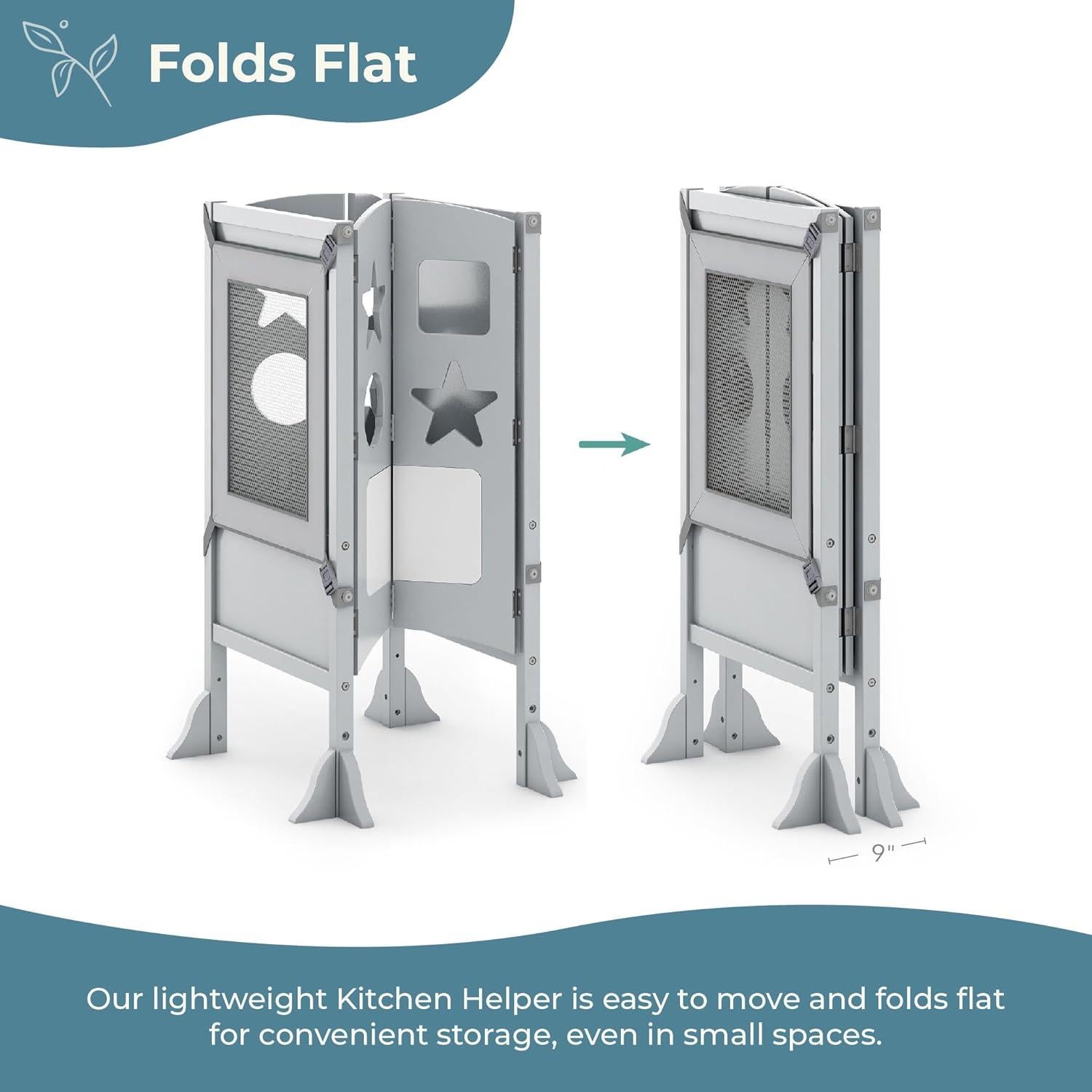 Torre de Ayuda Clásica GuíaCraft para Niños - Gris, Plegable y Ajustable