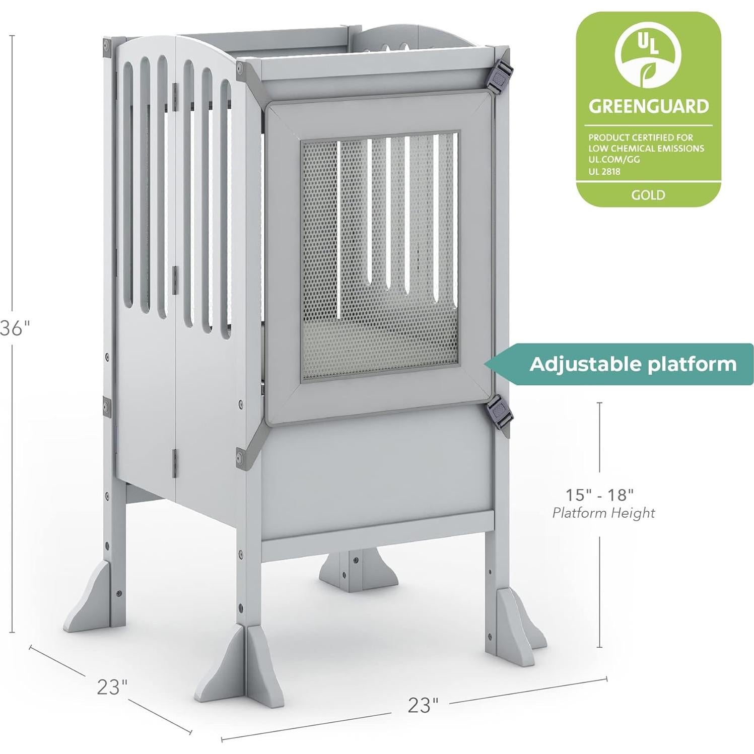 Taburete de Cocina Plegable Guidecraft Gris - Altura Ajustable