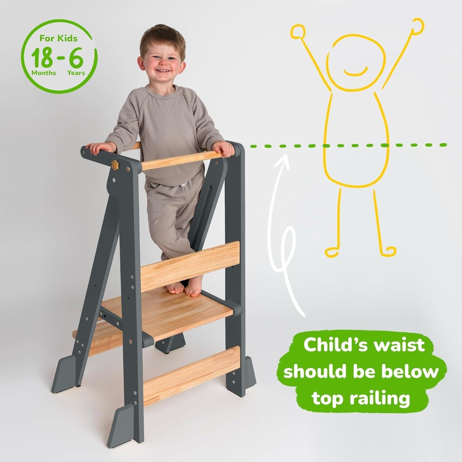 Torre Plegable Ajustable Ocodile para Niños - Escalón Antideslizante