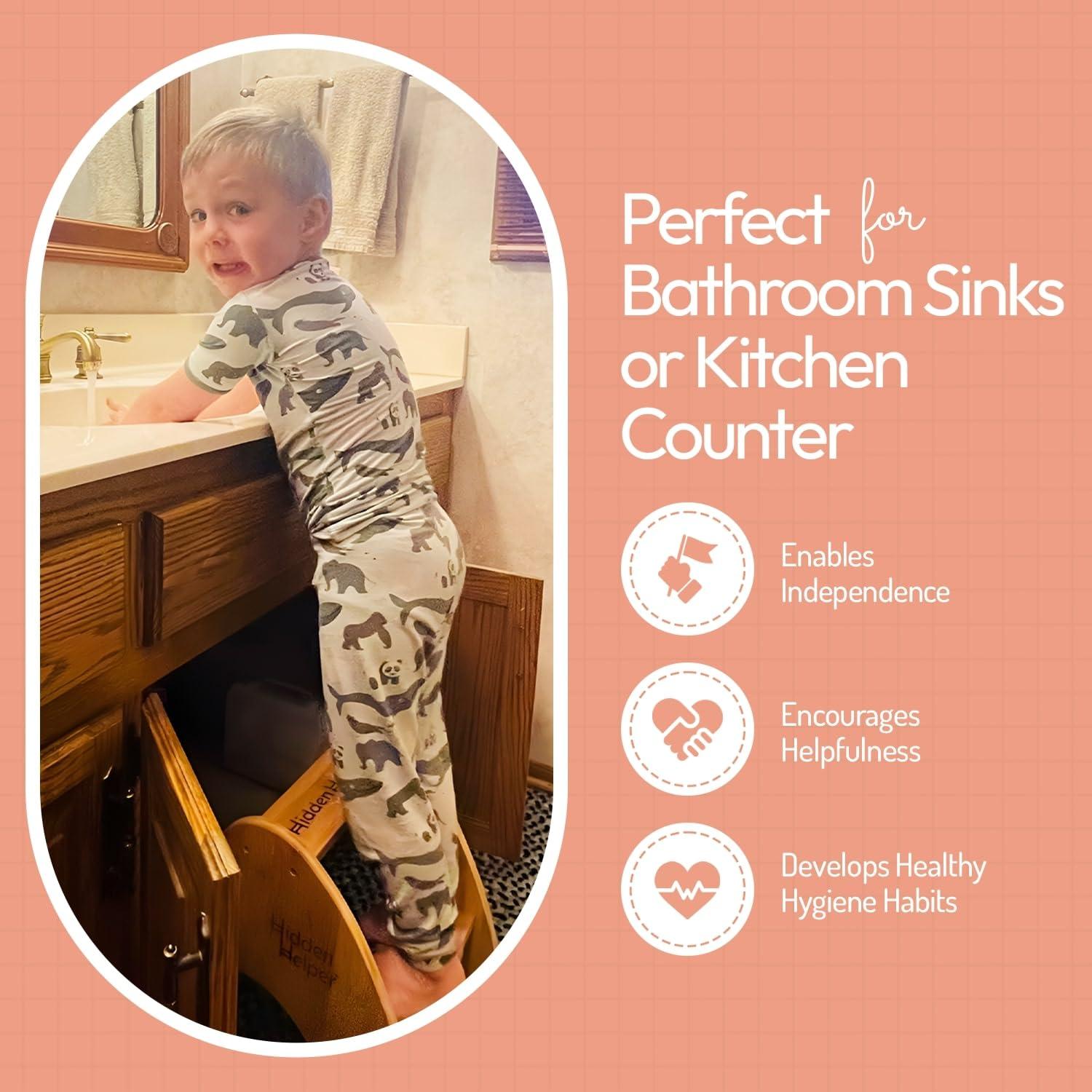 Taburete Plegable Hidden Helper para Niños de Madera 2 Pasos