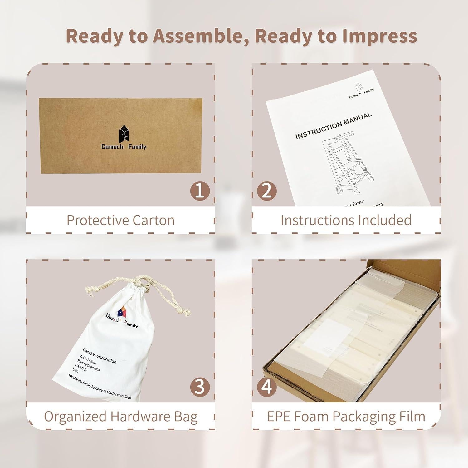 Escalera de Cocina Damoch® para Niños - Torre de Ayuda Ajustable