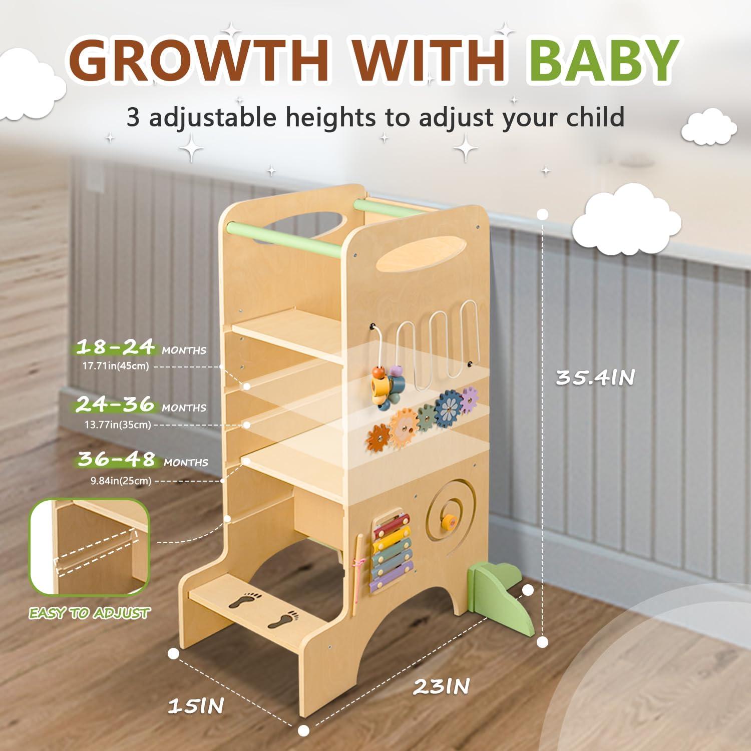 Torre de Aprendizaje aiwo 4 en 1 para Niños, Altura Ajustable