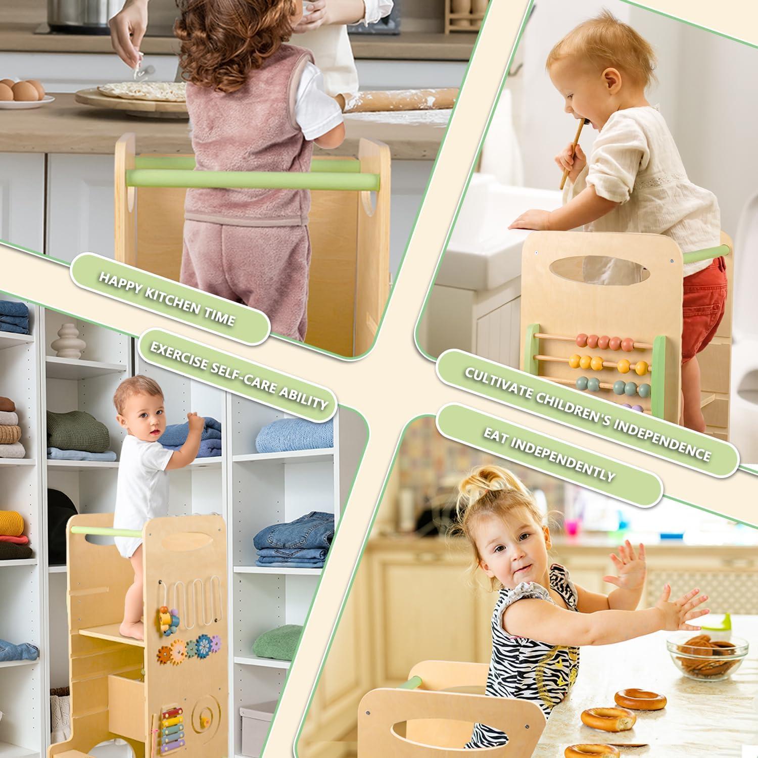 Torre de Aprendizaje aiwo 4 en 1 para Niños, Altura Ajustable