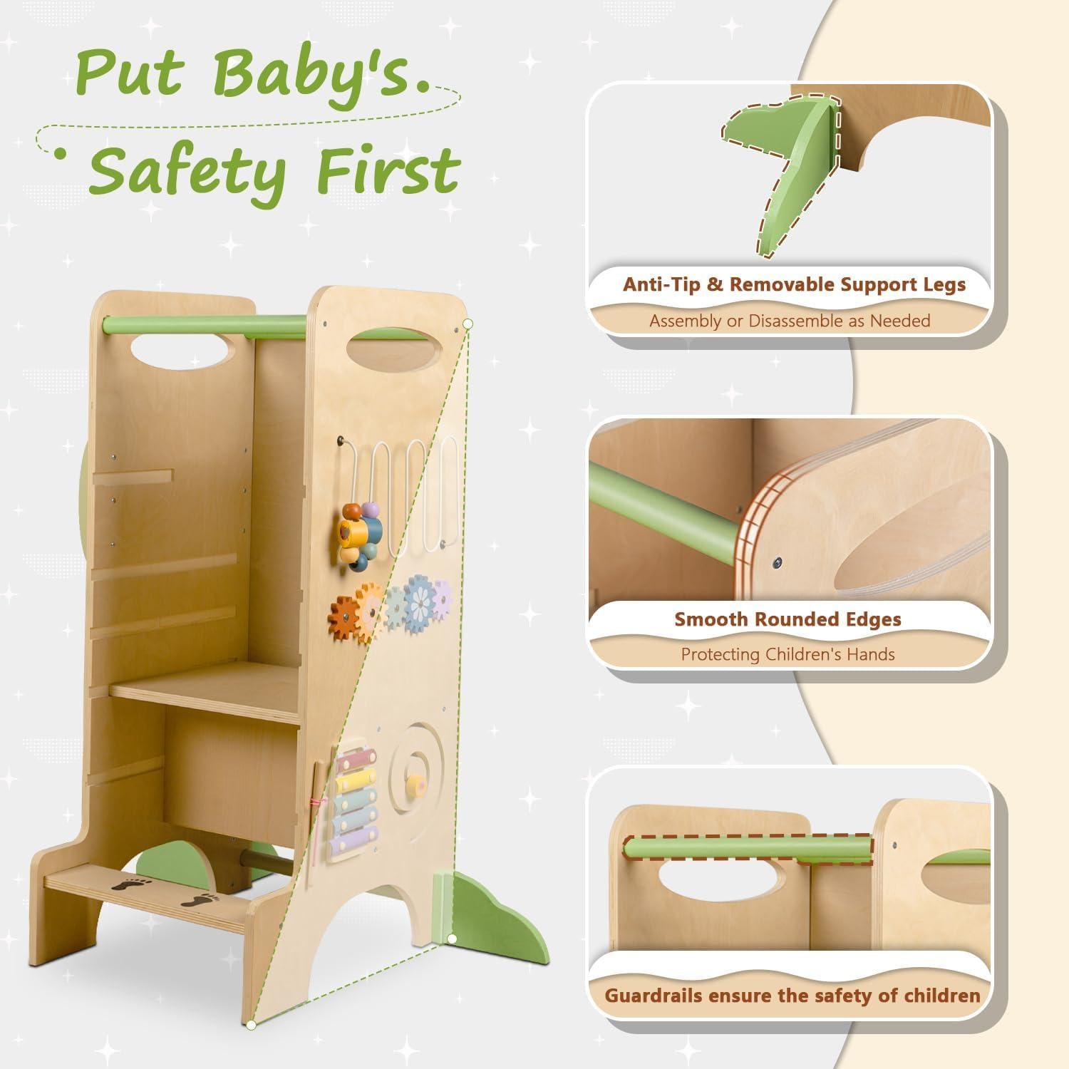 Torre de Aprendizaje aiwo 4 en 1 para Niños, Altura Ajustable