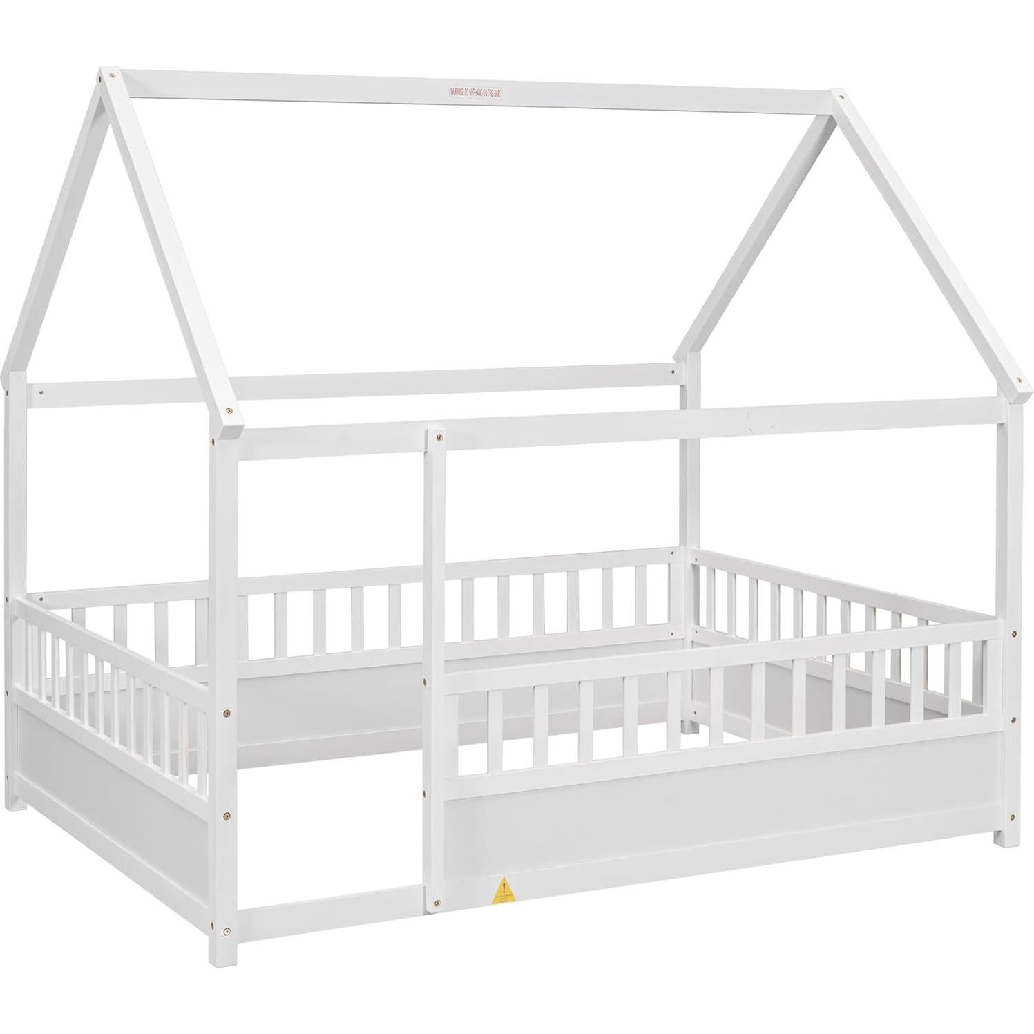 Cama Montessori Completa Bellemave Blanca con Techo y Cerca