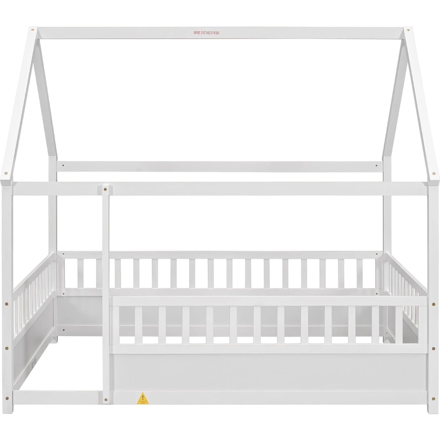 Cama Montessori Completa Bellemave Blanca con Techo y Cerca