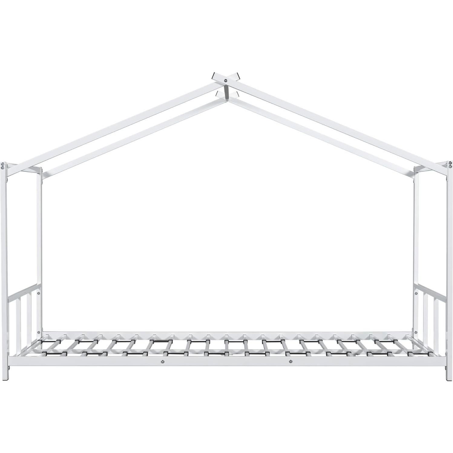 Cama Montessori Twin LINKHOO con Techo y Bloqueo, Blanca