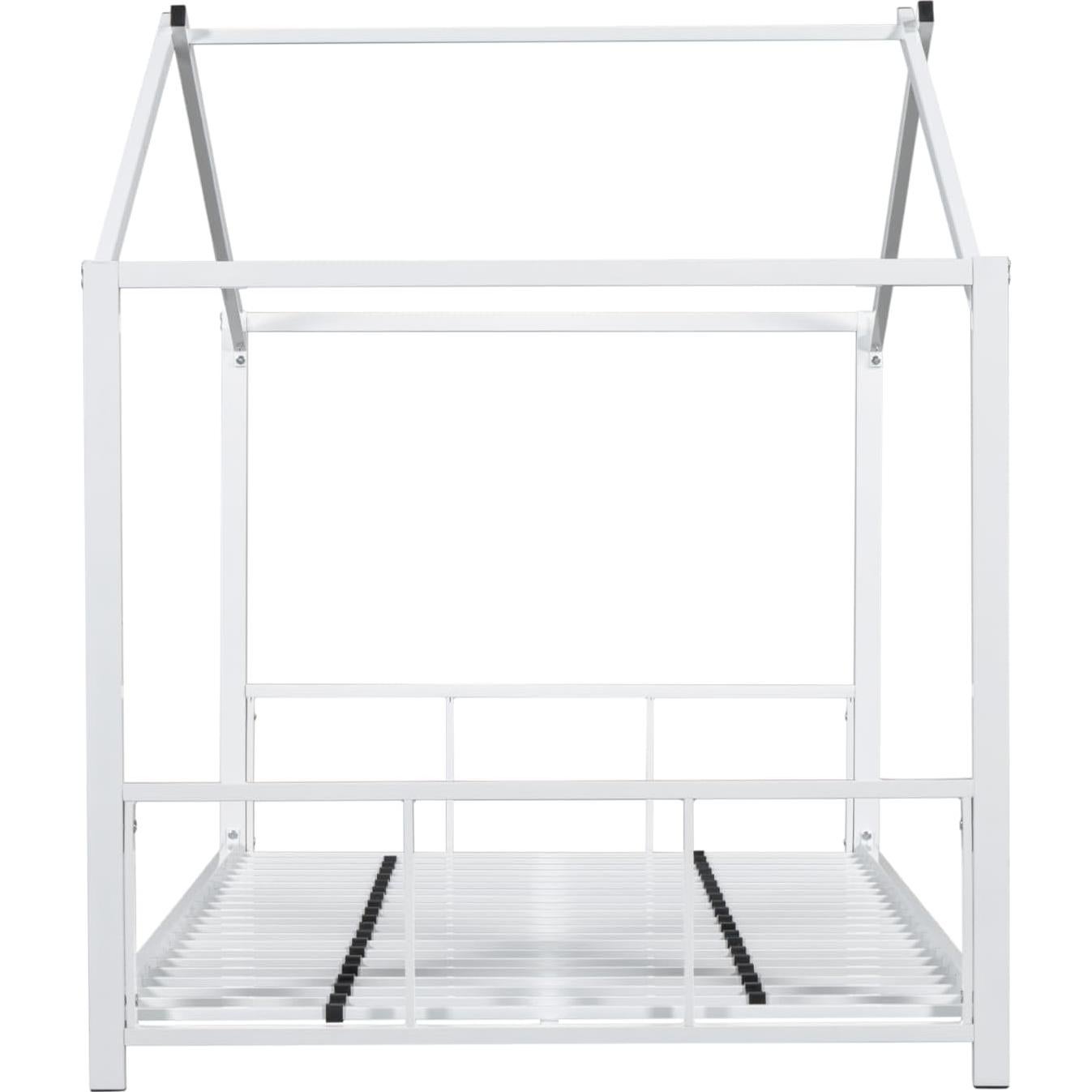 Cama Montessori Twin LINKHOO con Techo y Bloqueo, Blanca