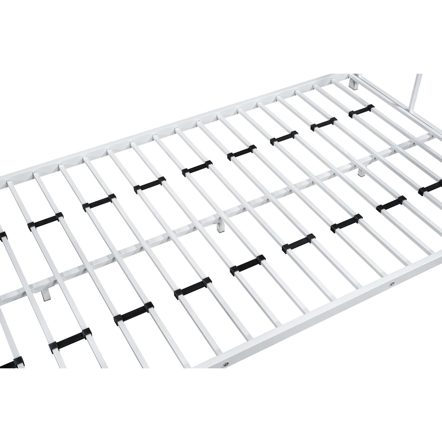 Cama Montessori Twin LINKHOO con Techo y Bloqueo, Blanca