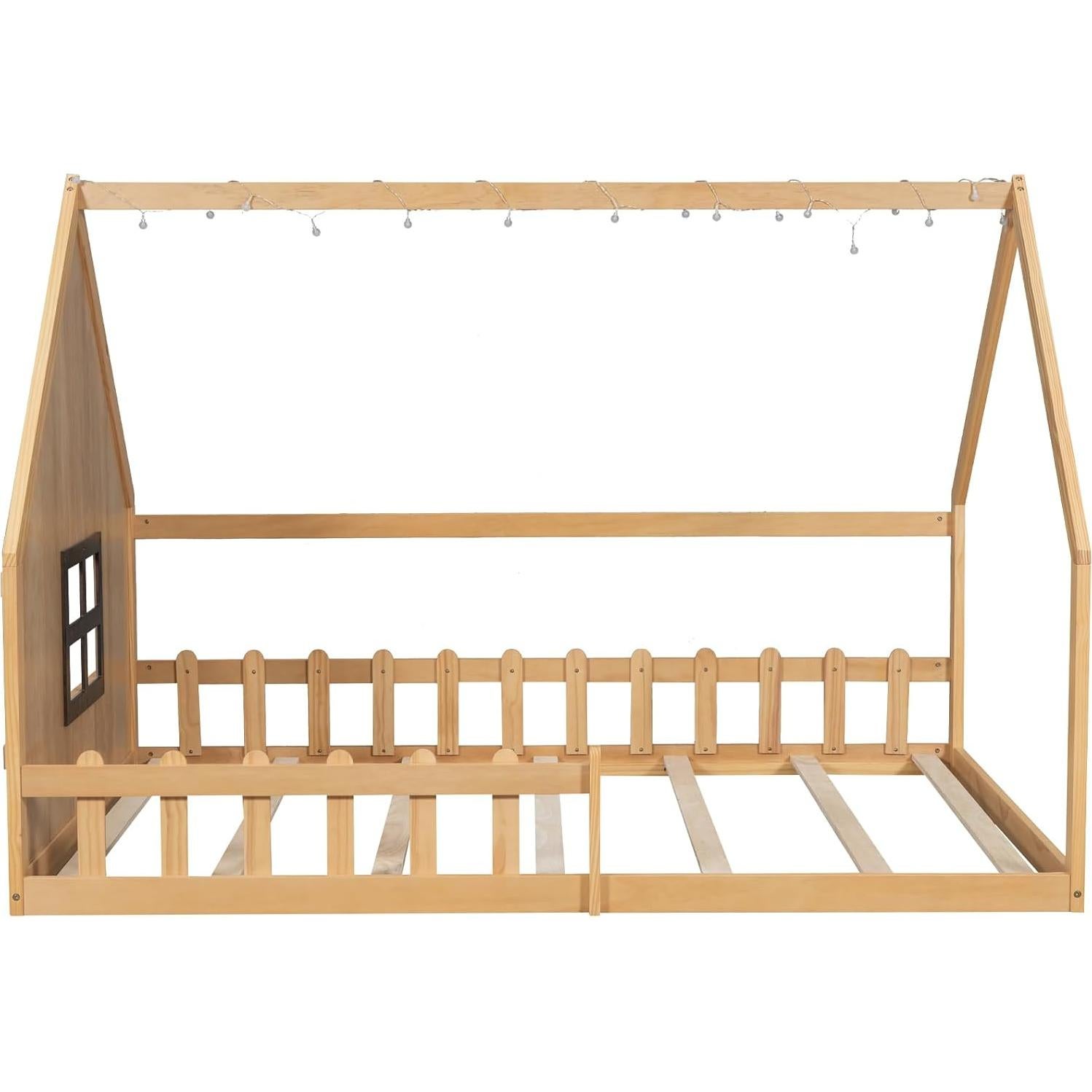 Cama Montessori Completa Merax con Luz LED y Cerca de Madera