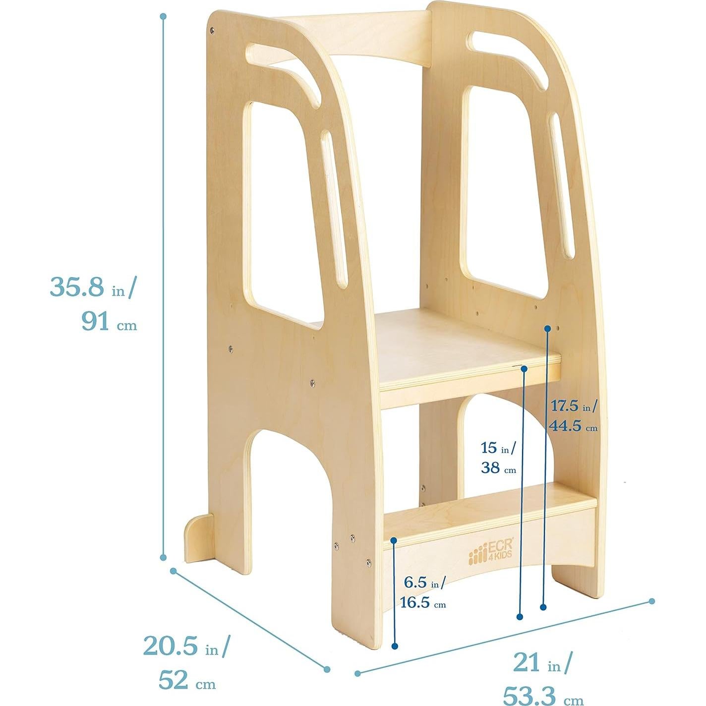 Torre de Cocina ECR4Kids para Niños, Taburete Natural Ajustable