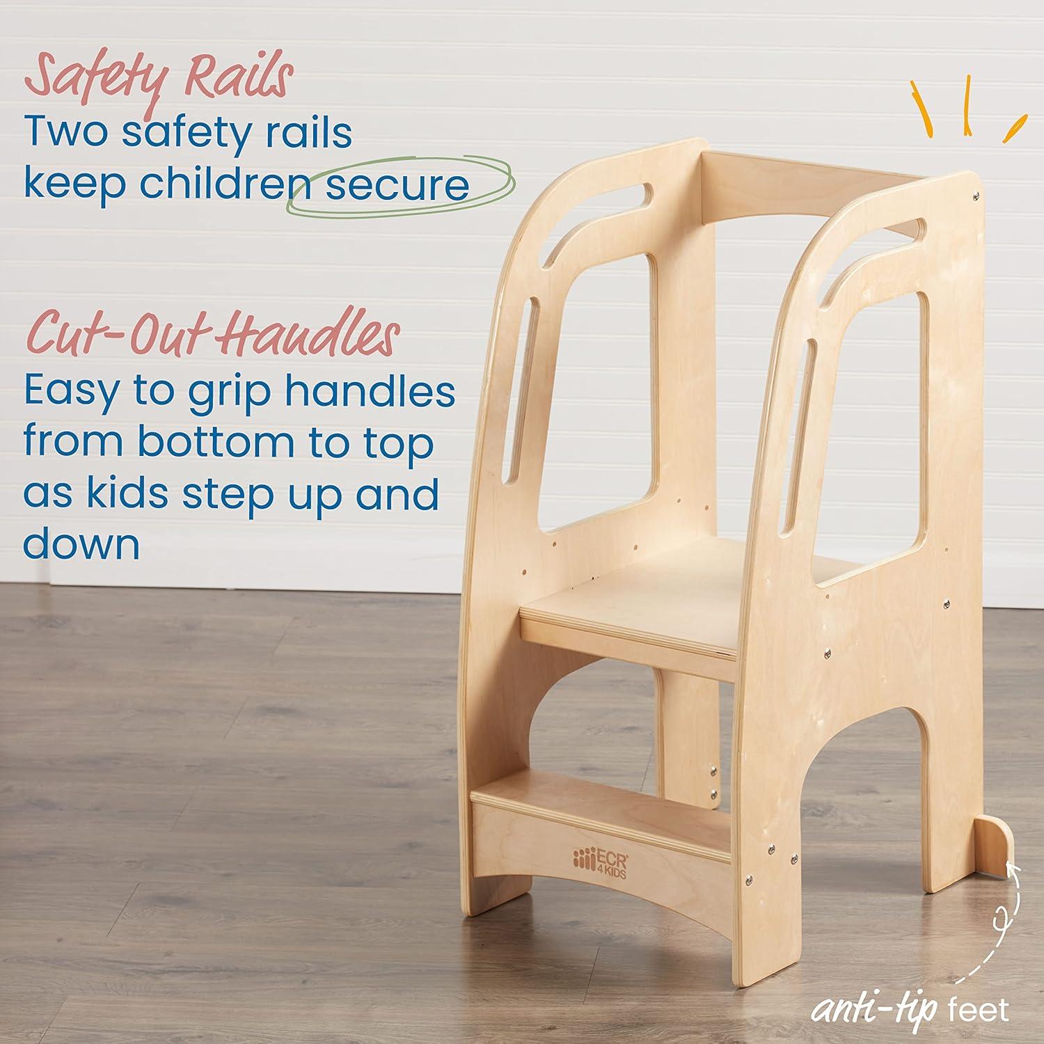 Torre de Cocina ECR4Kids para Niños, Taburete Natural Ajustable