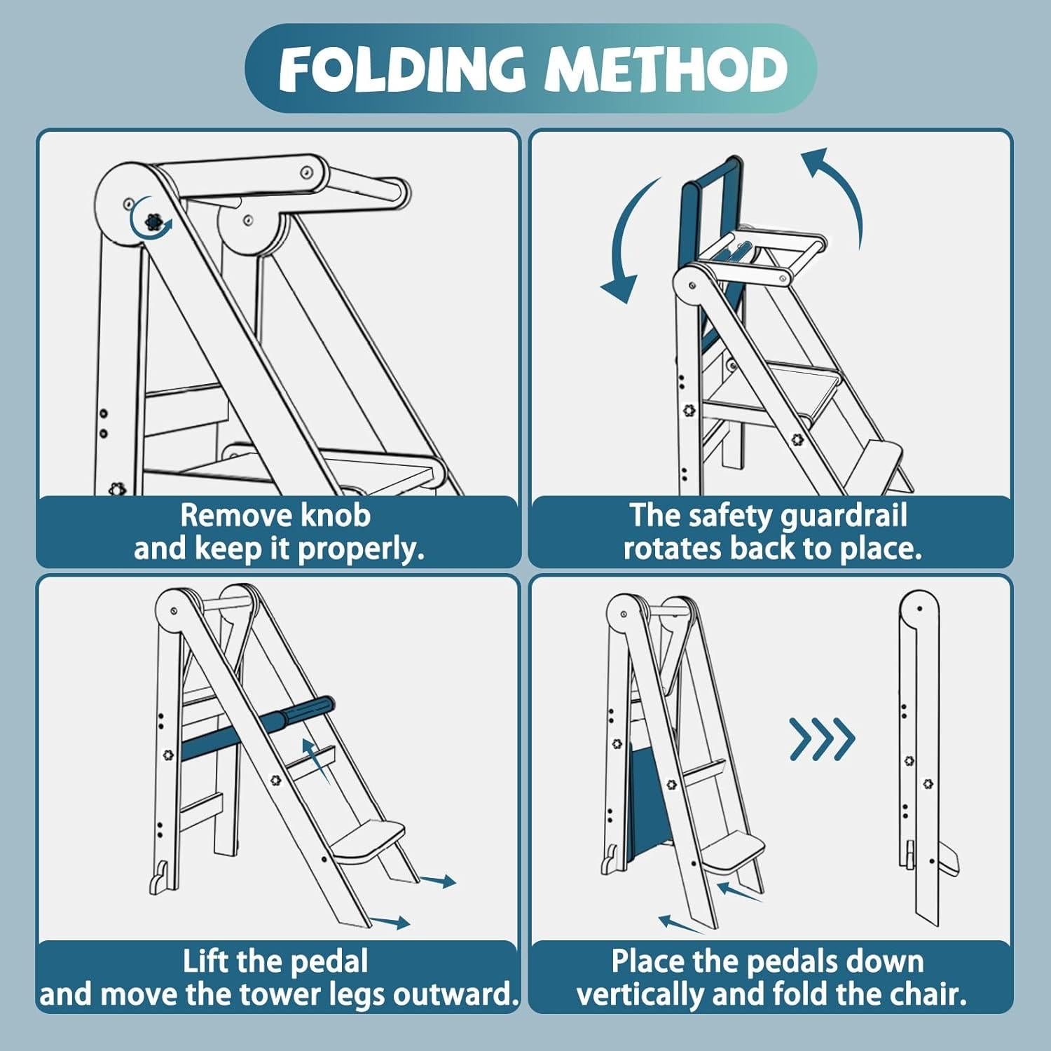 Torre Plegable para Niños Doerpuz - 3 Alturas Ajustables