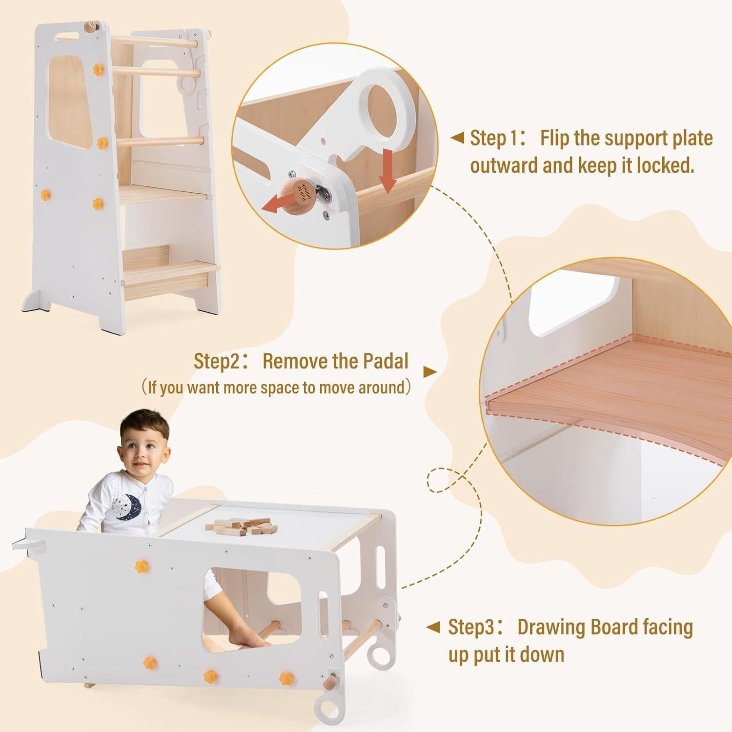 Torre de Ayuda para Niños Gewitt, Ajustable y Multifuncional