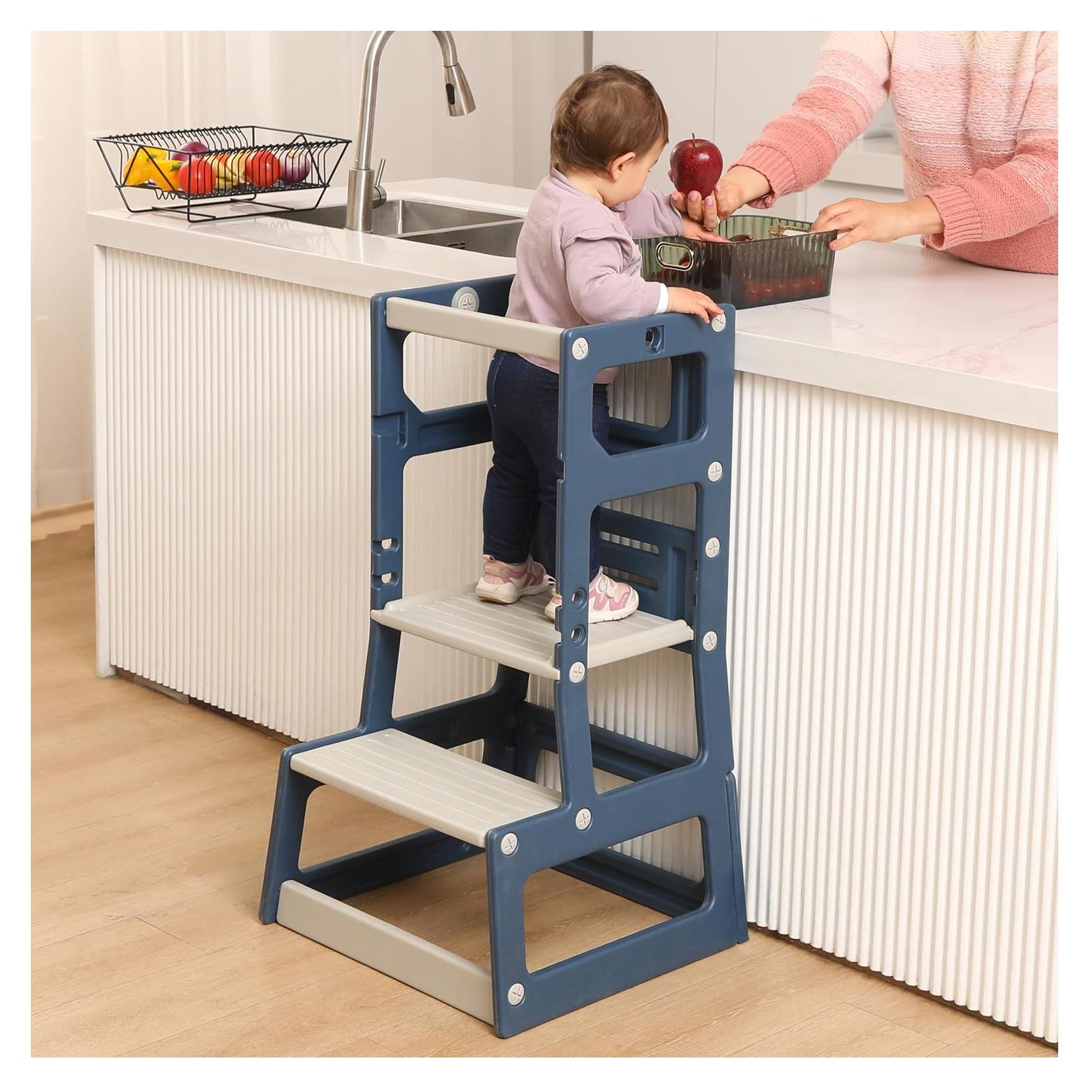 Escalera Ajustable SDADI para Niños, Taburete de Cocina y Baño