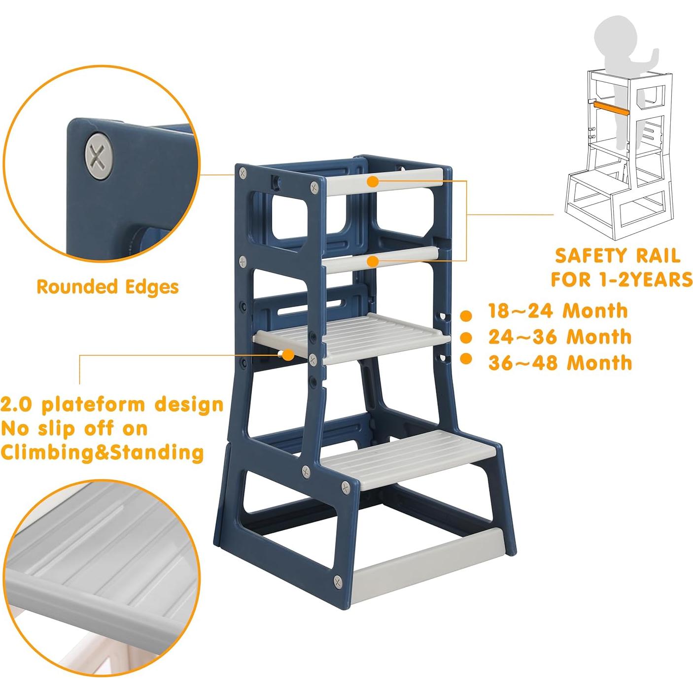 Escalera Ajustable SDADI para Niños, Taburete de Cocina y Baño