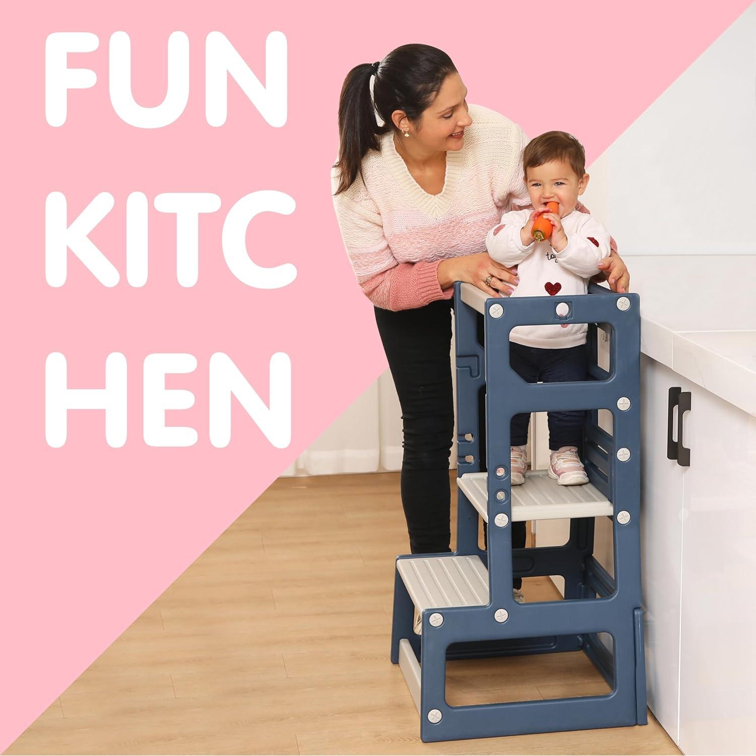 Escalera Ajustable SDADI para Niños, Taburete de Cocina y Baño