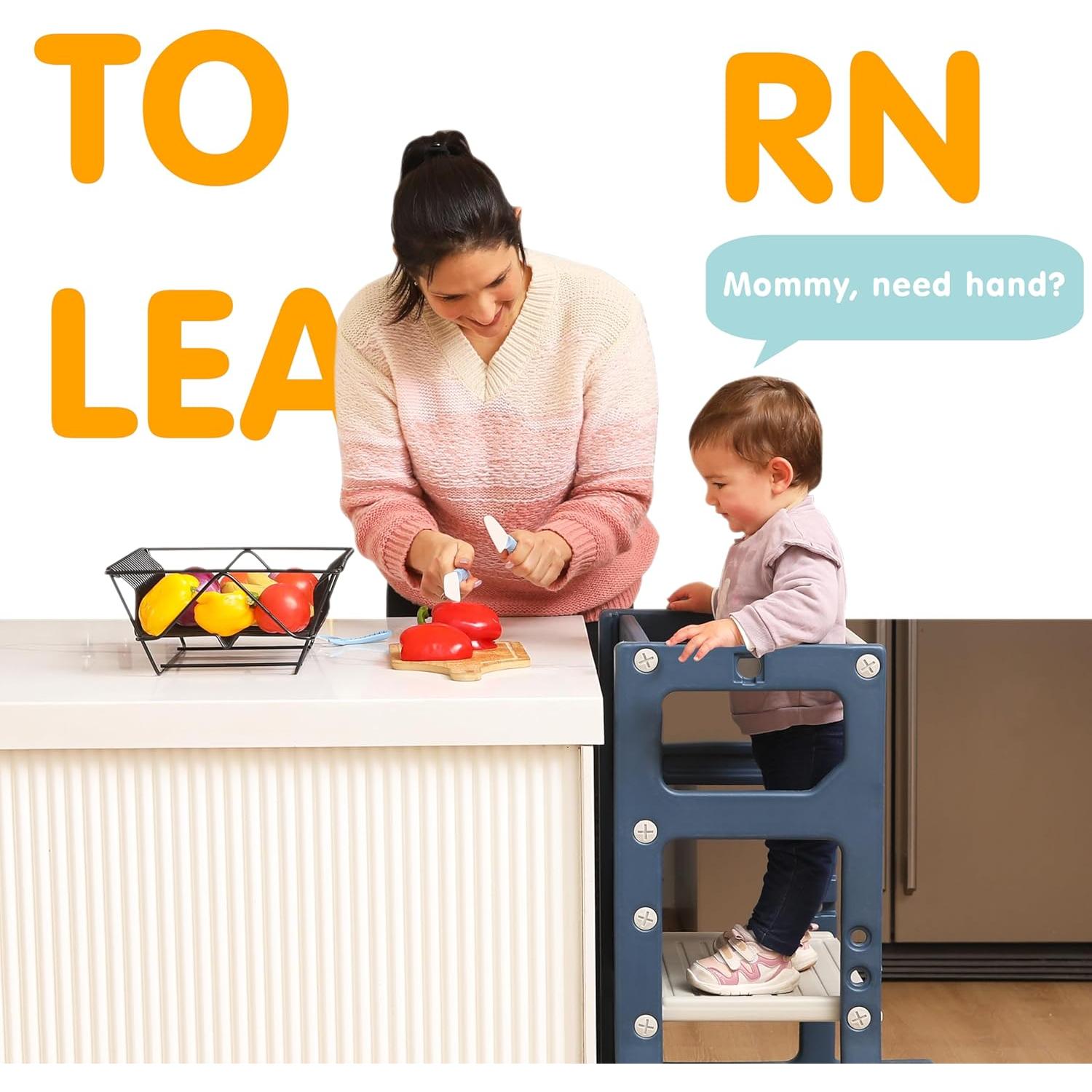 Escalera Ajustable SDADI para Niños, Taburete de Cocina y Baño