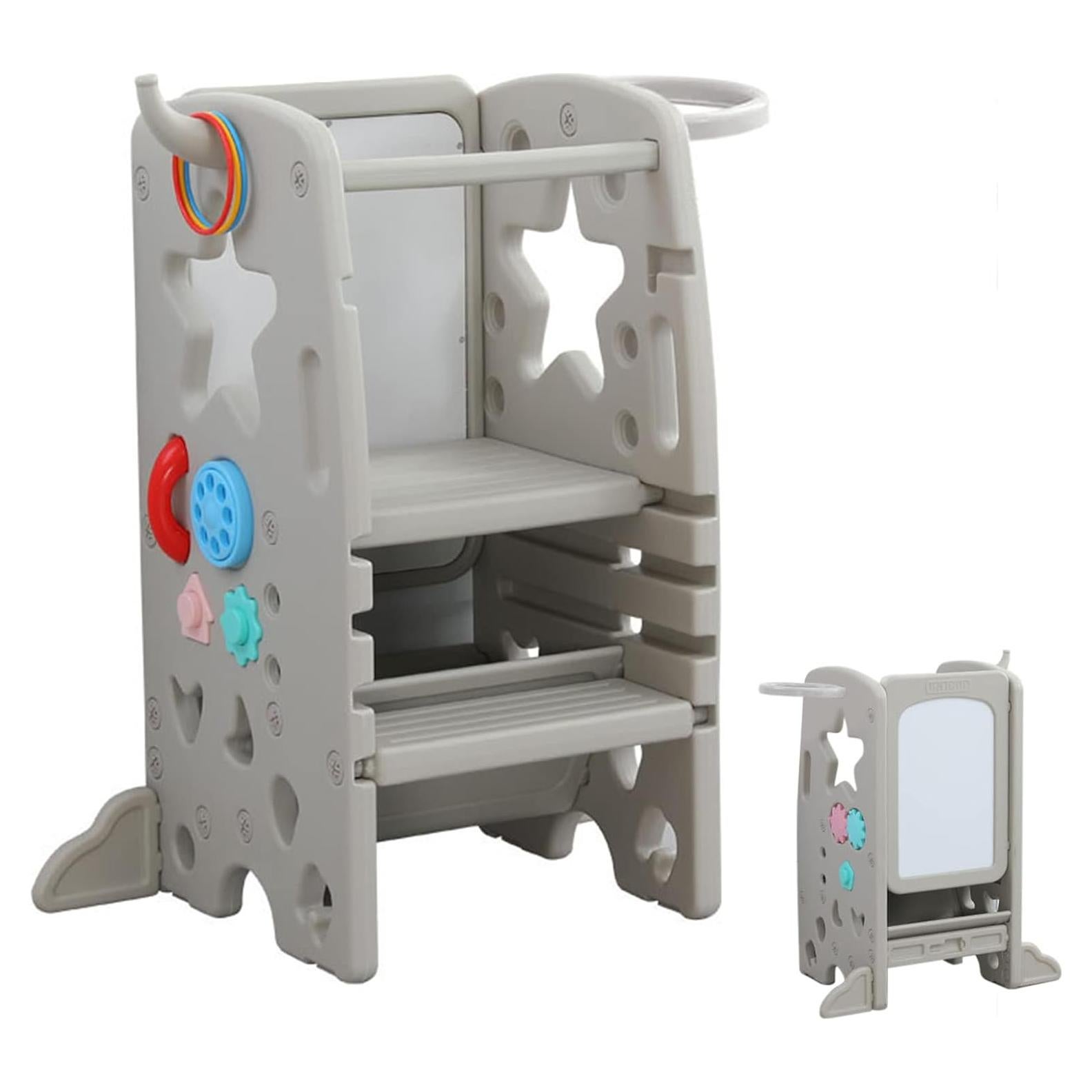 Taburete Multifuncional UNICOO para Niños Ajustable Gris