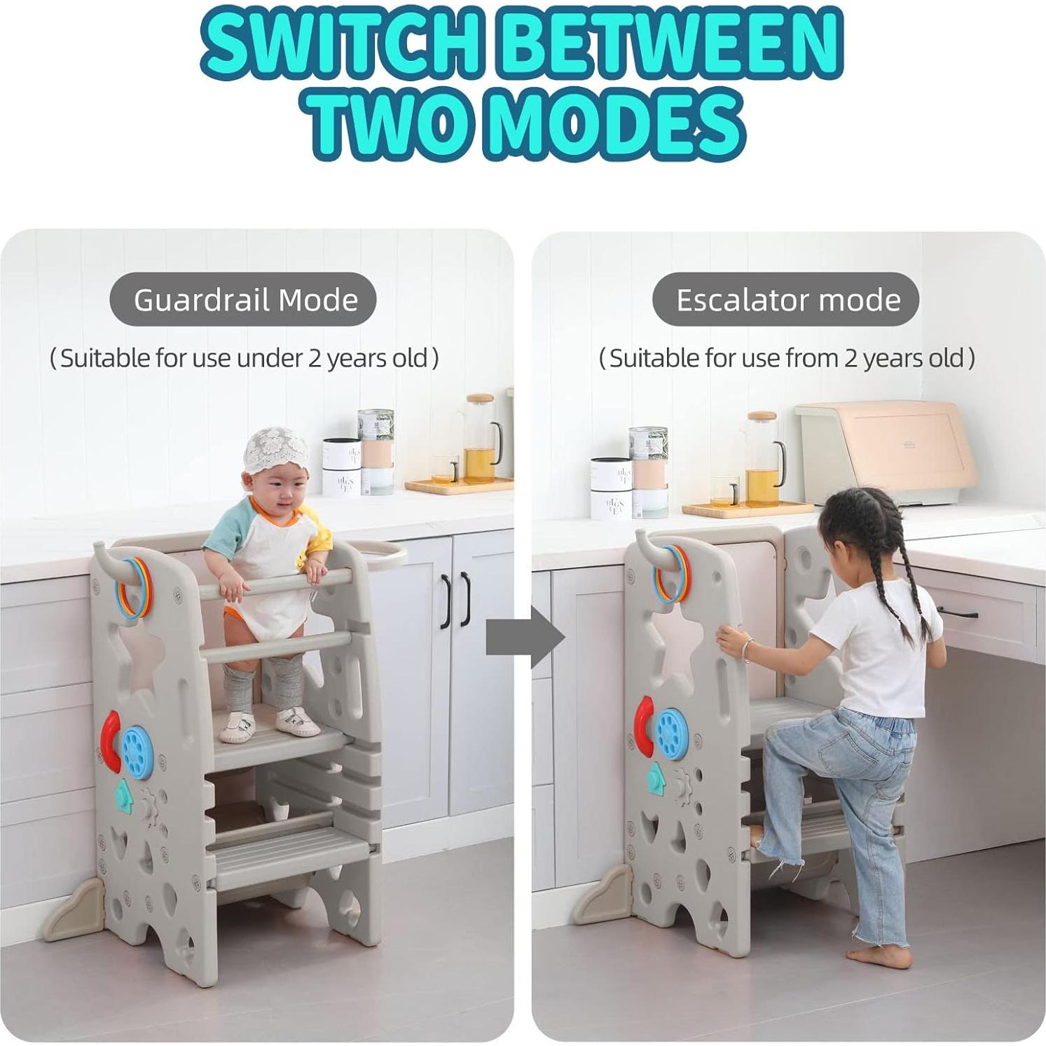 Taburete Multifuncional UNICOO para Niños Ajustable Gris