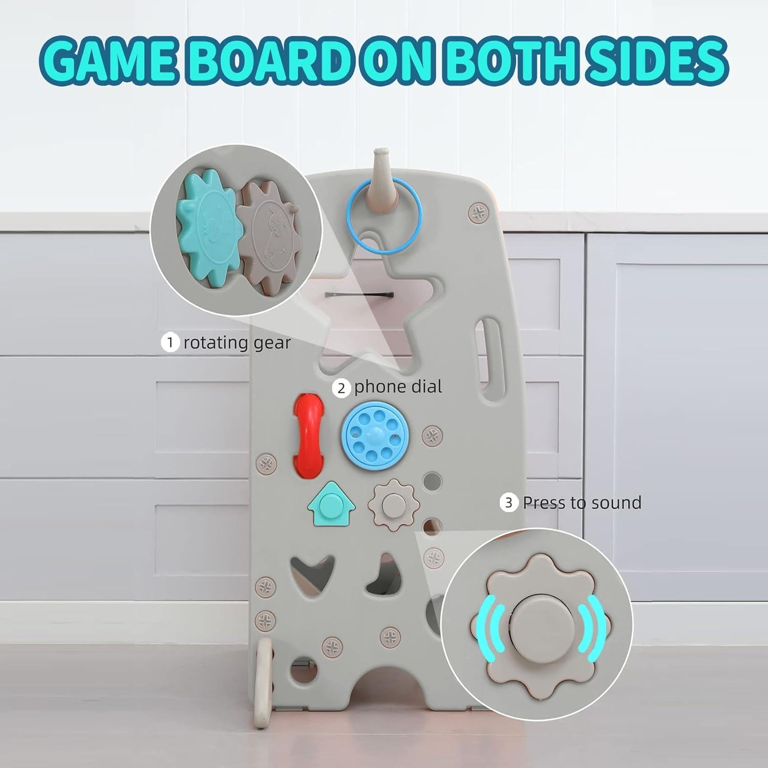 Taburete Multifuncional UNICOO para Niños Ajustable Gris