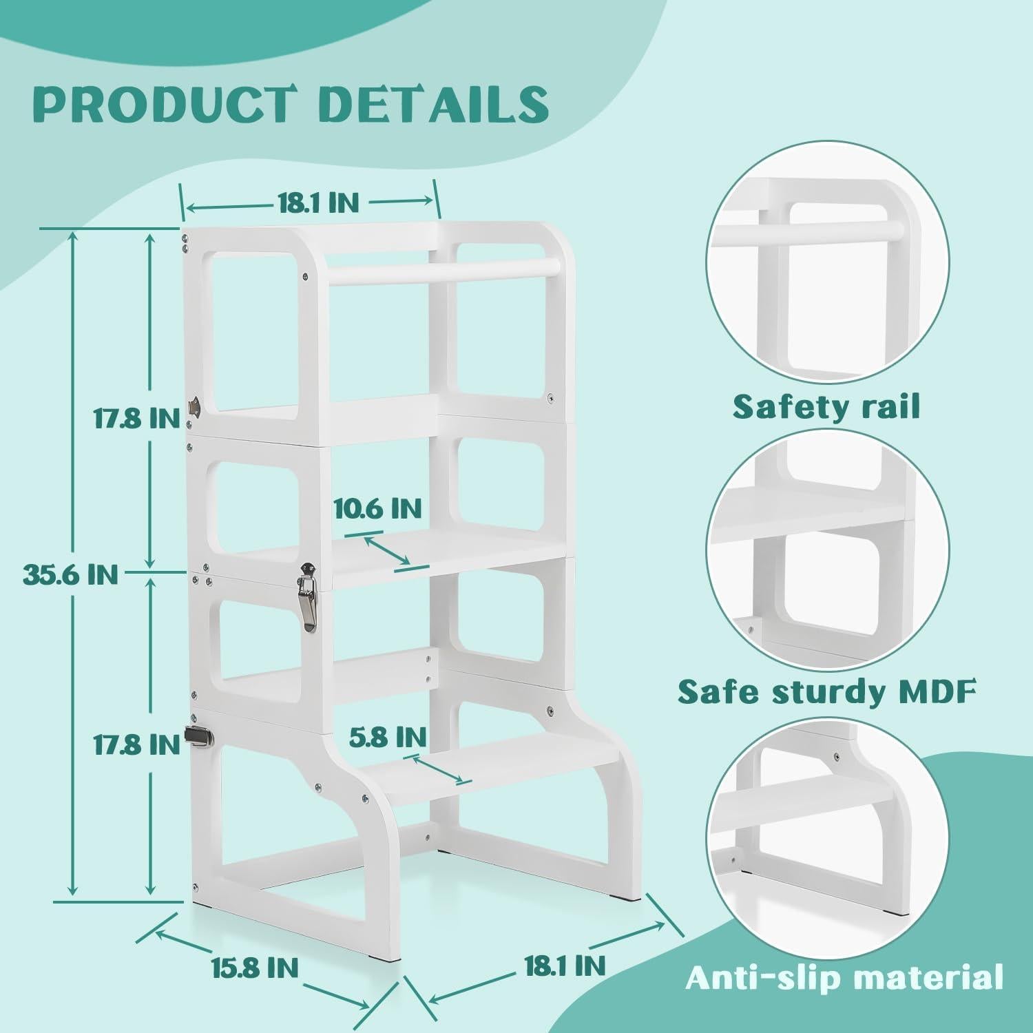 Taburete Plegable para Niños EP EXERCISE N PLAY Blanco 43.94cm