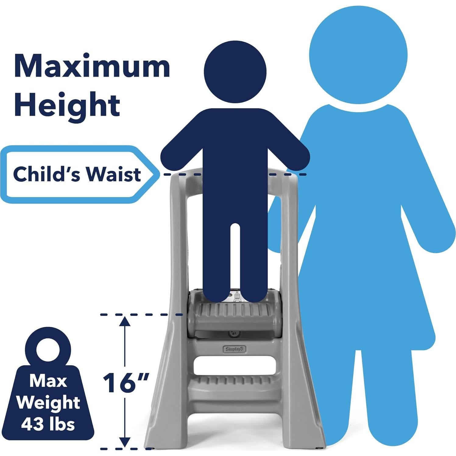 Torre de Aprendizaje Plegable Simplay3 para Niños 86.4 cm Gris