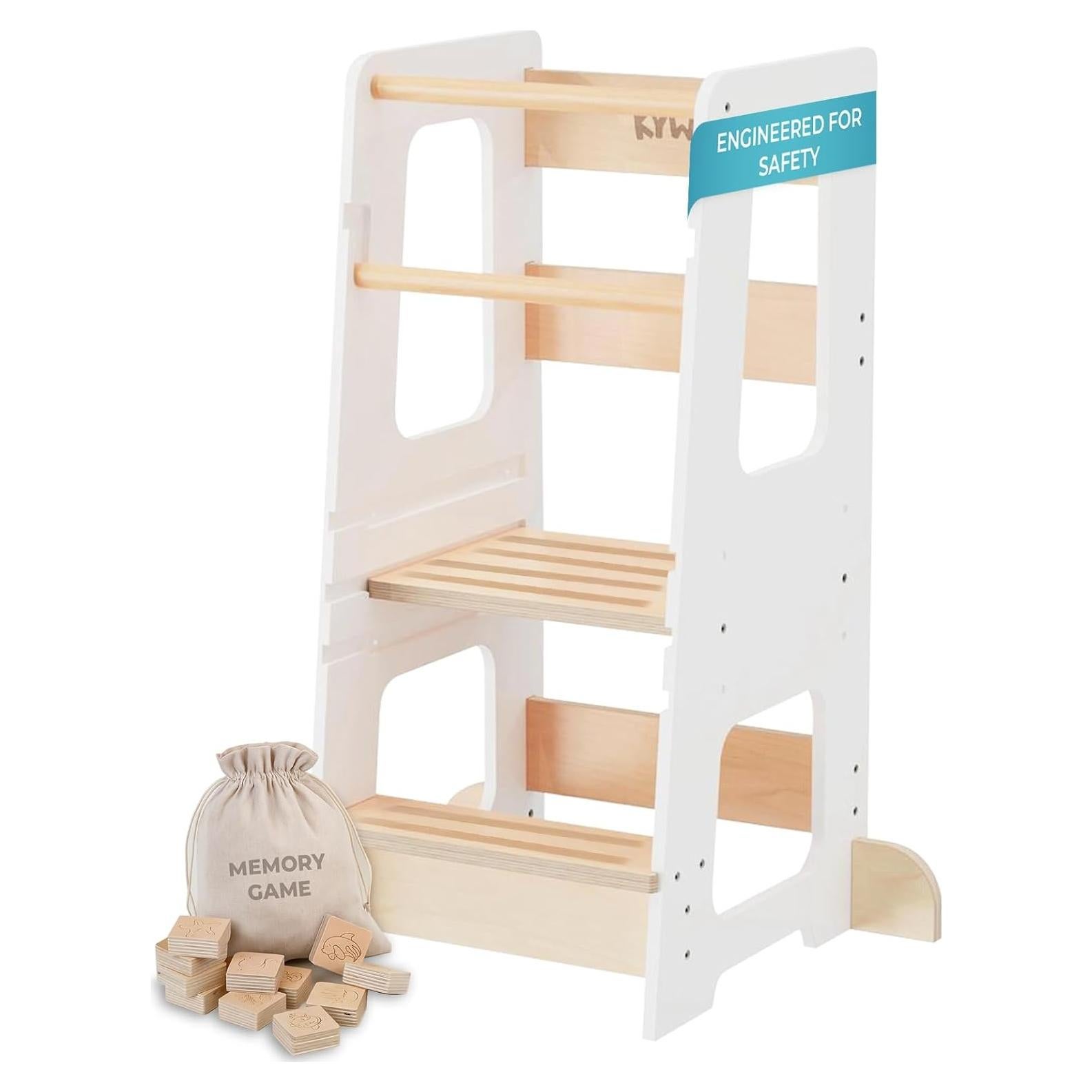 Taburete de Cocina KYWAI para Niños Blanco, Altura Ajustable