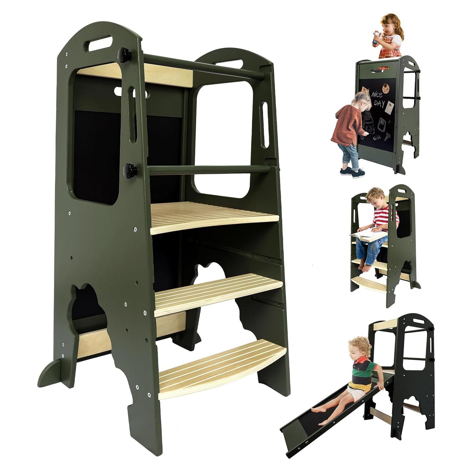 Escalera de Cocina para Niños Ymonlia de Madera Antideslizante