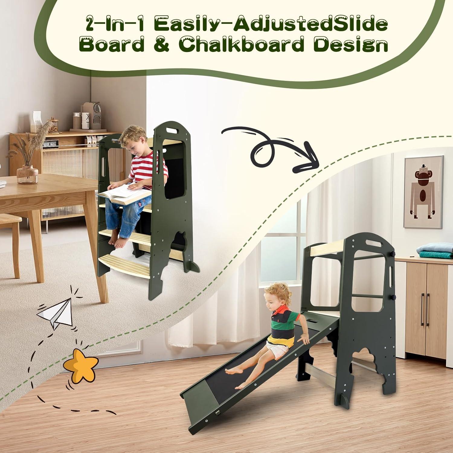 Escalera de Cocina para Niños Ymonlia de Madera Antideslizante